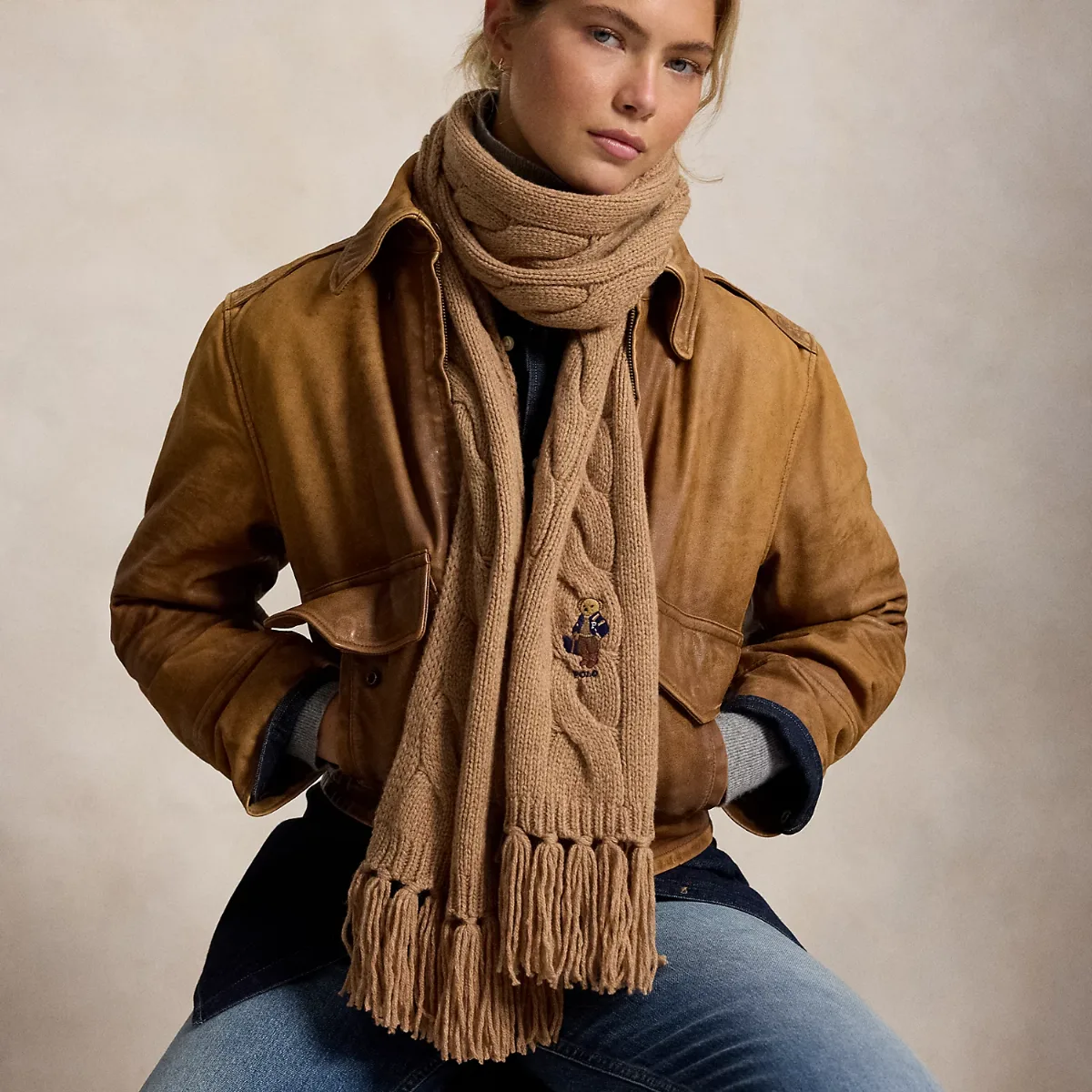 Polo Bear Cable-Knit Scarf by Polo Ralph Lauren