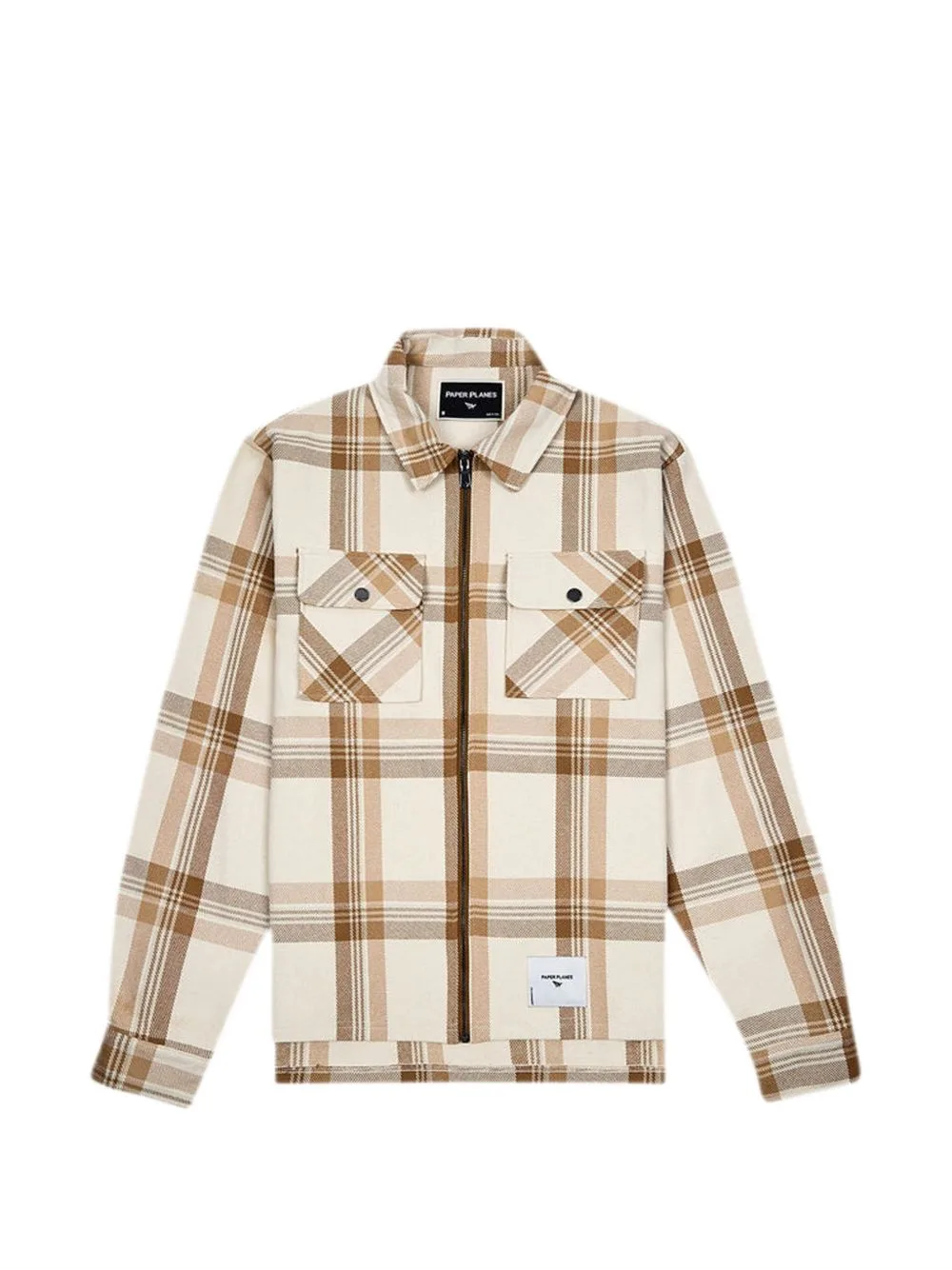Planes Plaid Zip-Up Flannel Overshirt by Paper Planes