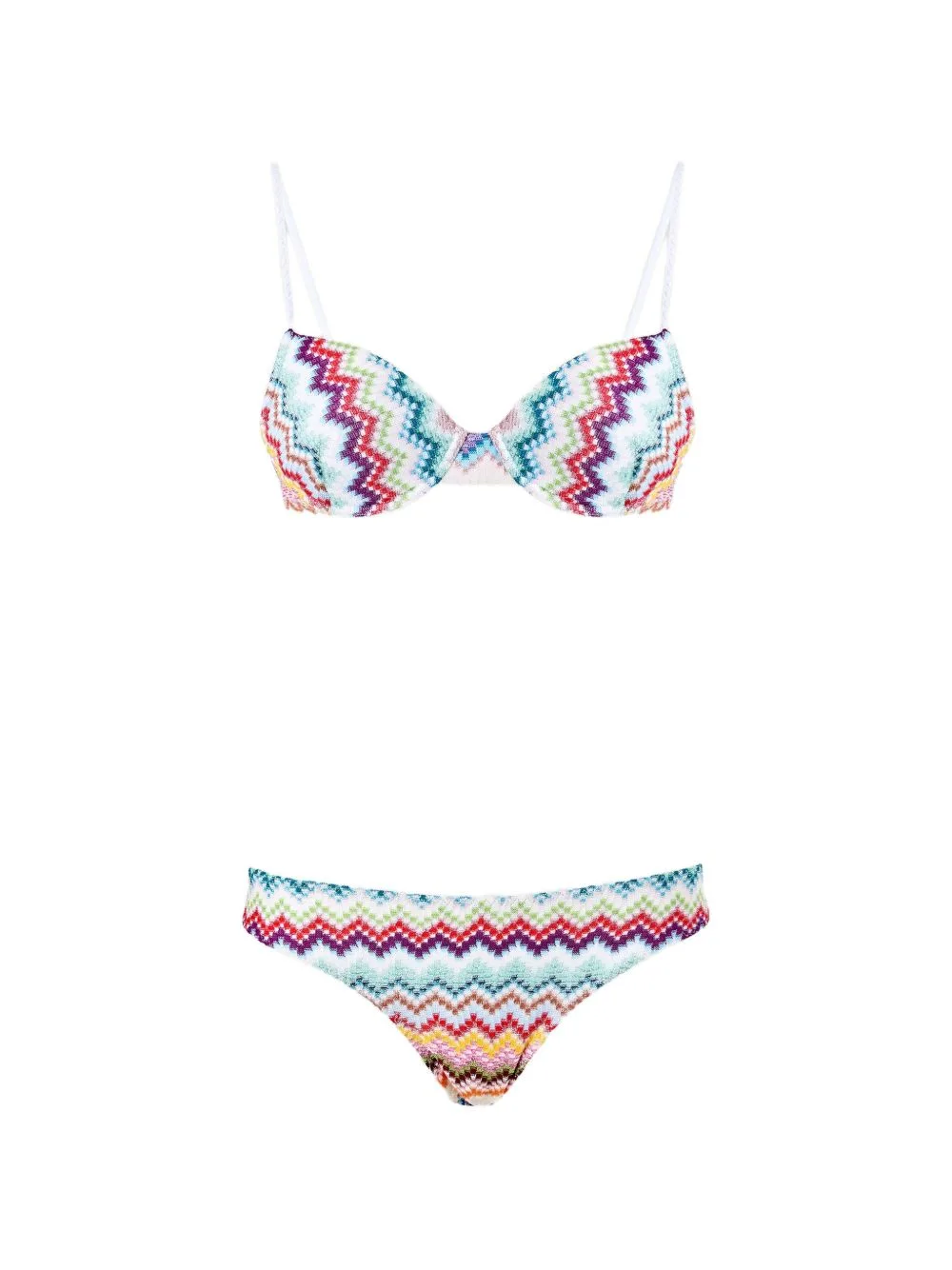 Balcony Bikini in Lamé Viscose with Zigzag Pixel-Effect Pattern by Missoni