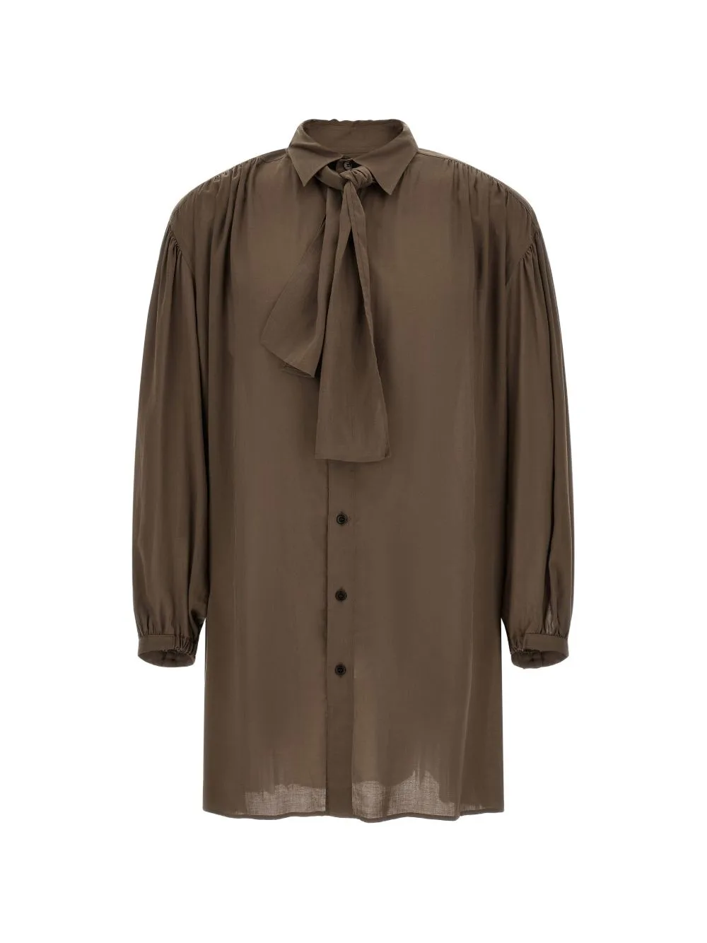 Scarf-Detail Puff-Sleeve Shirt by Yohji Yamamoto