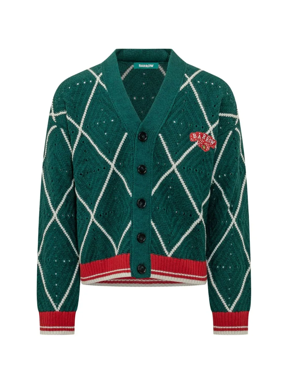 Argyle-Knit Logo-Patch Cardigan by BARROW