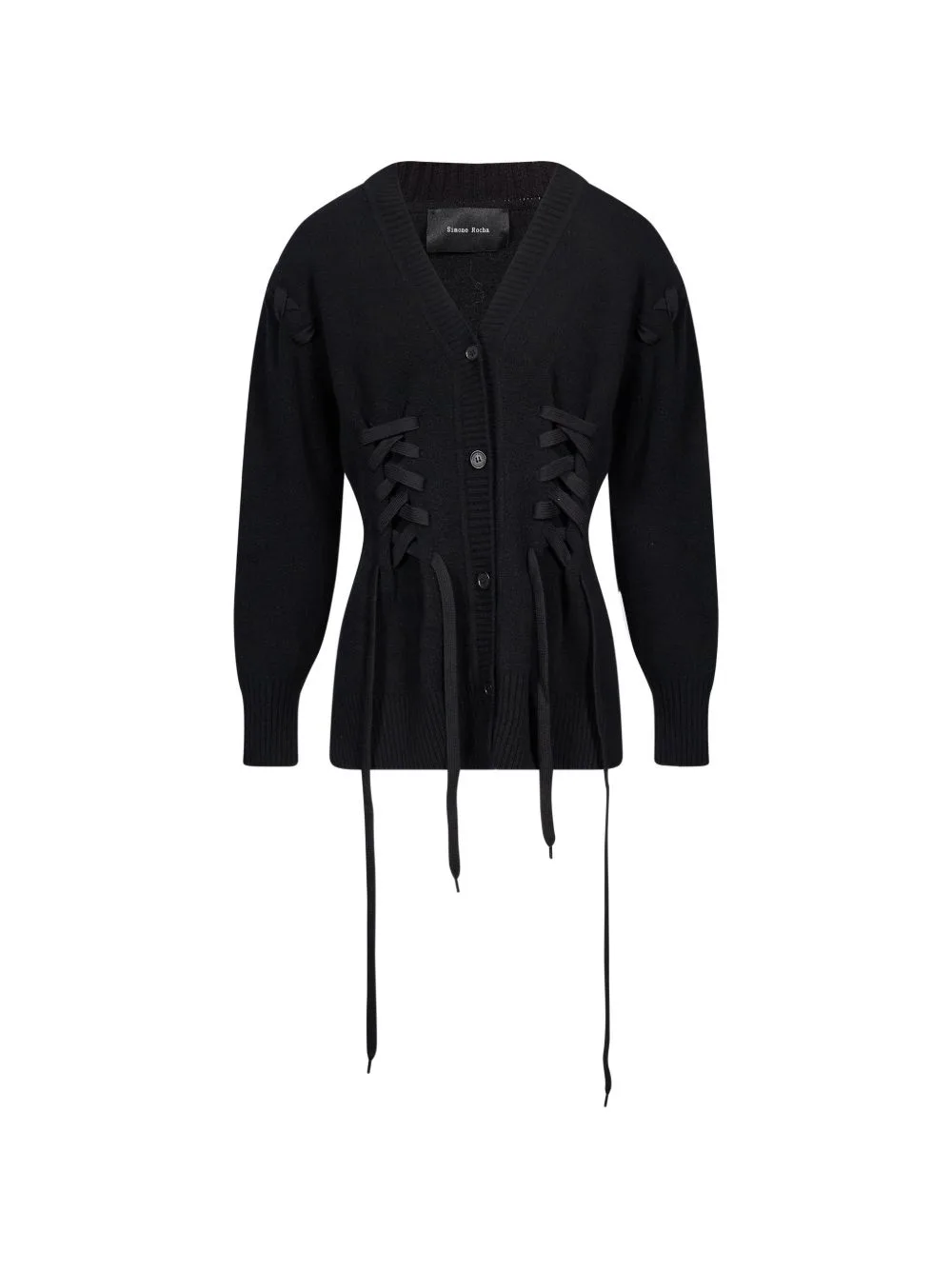 Lace-Up V-Neck Cardigan by Simone Rocha