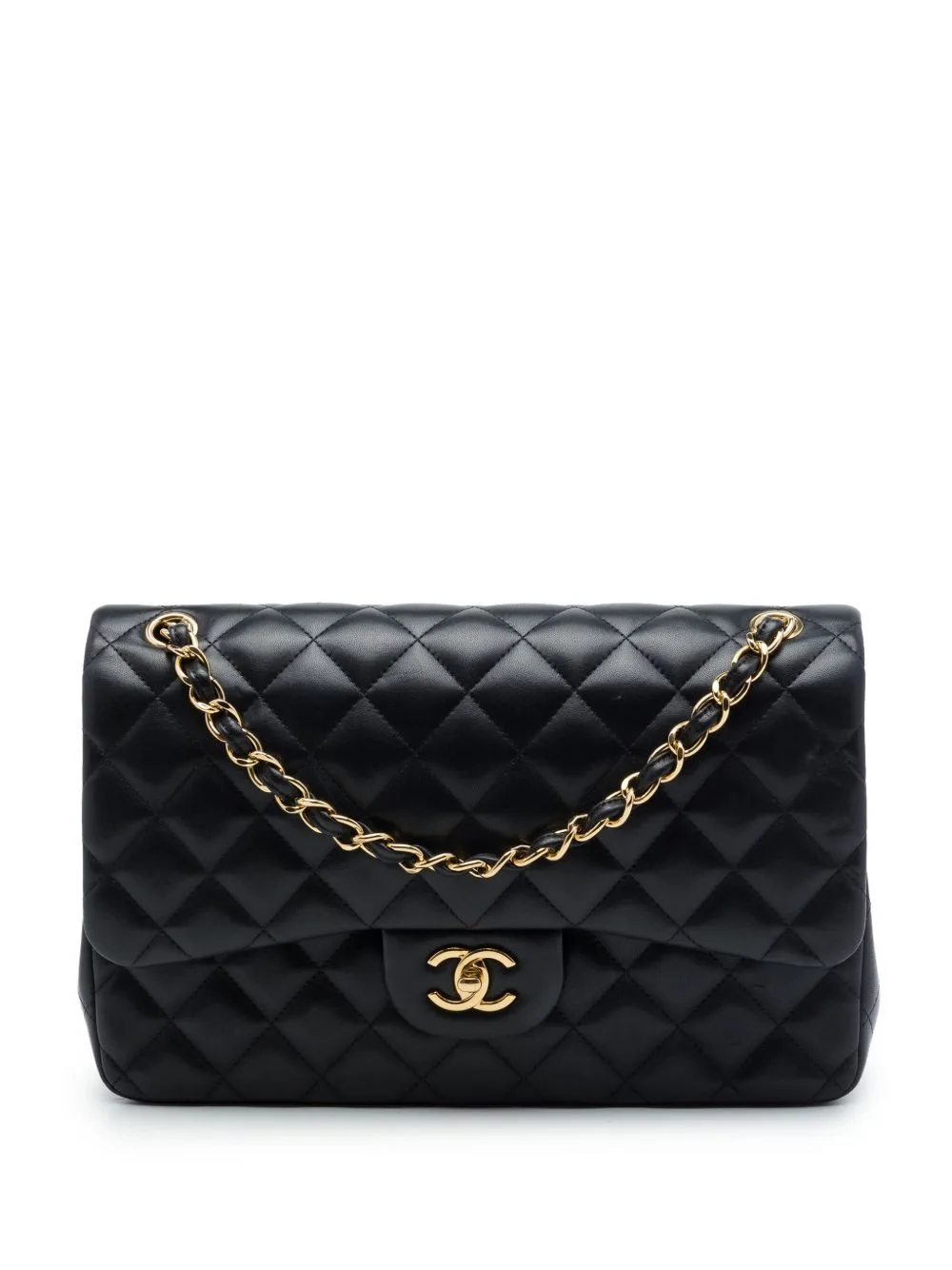 2014-2015 Jumbo Classic Lambskin Double Flap Shoulder Bag by CHANEL Pre-Owned