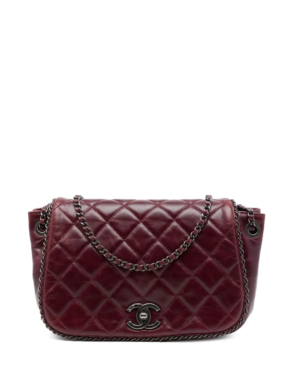 2015-2016 Small Quilted Calfskin CC Enchained Accordion Flap Crossbody Bag by CHANEL Pre-Owned