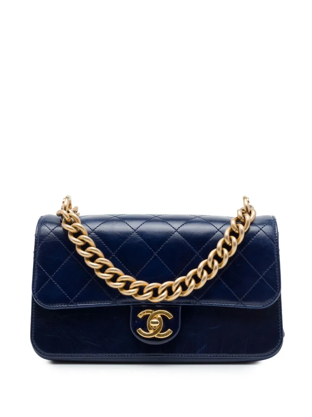 2016-2017 Small Quilted Calfskin Straight Lined Flap Satchel by CHANEL Pre-Owned