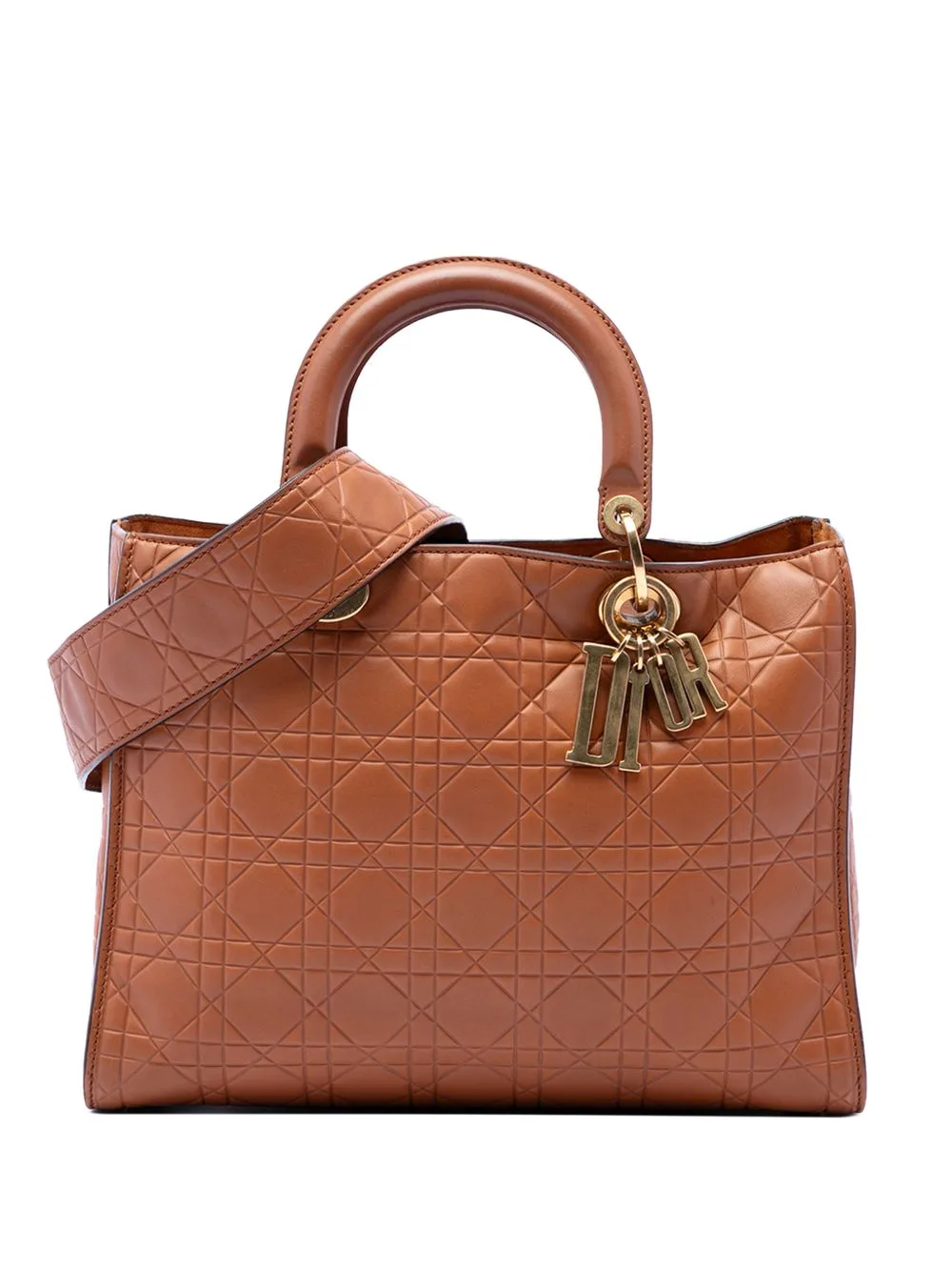 2017 Large Ultra Matte Calfskin Cannage Embossed Lady Dior Satchel by Christian Dior Pre-Owned