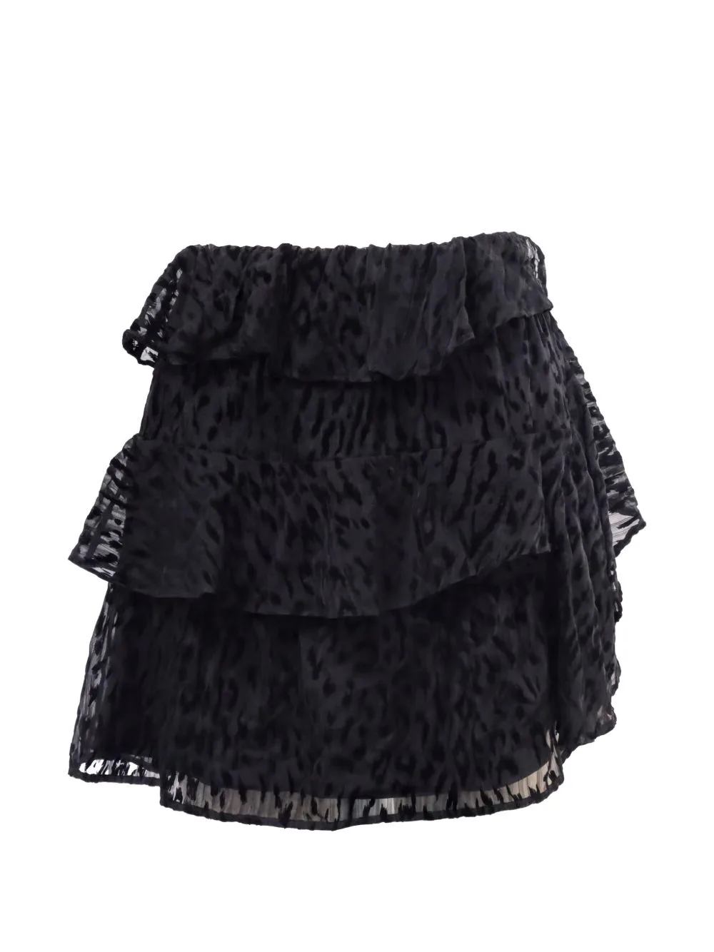 Leopard-Flocked Tiered Mini Skirt by IRO