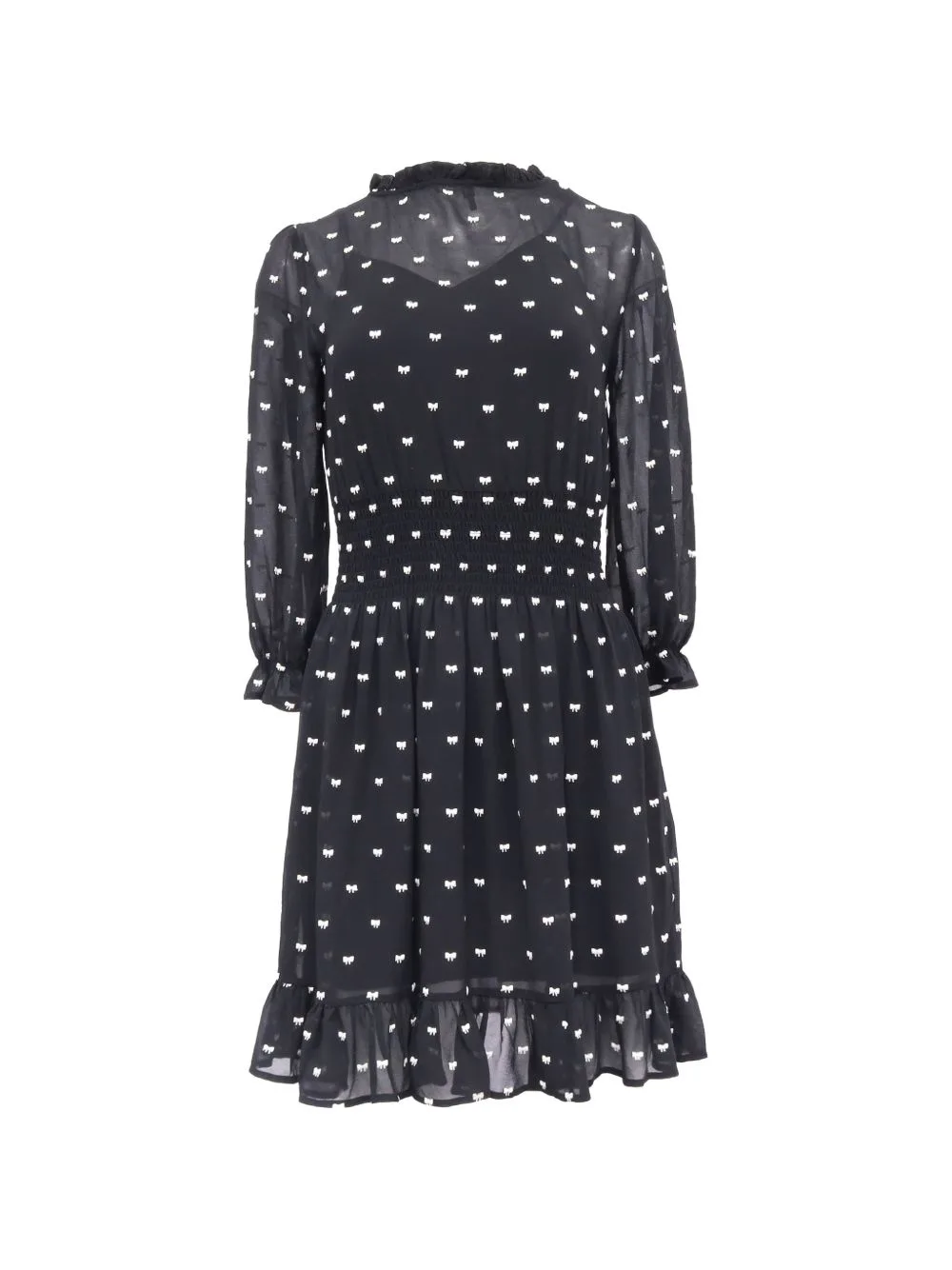 Rythonoeud Bow-Print Mini Dress by Maje