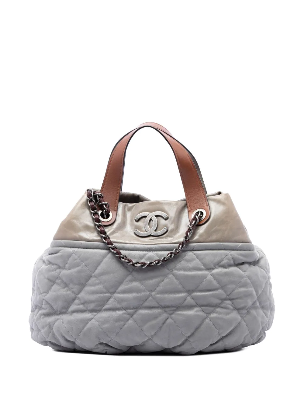 2010-2011 Large Quilted Iridescent Calfskin in the Mix Satchel by CHANEL Pre-Owned