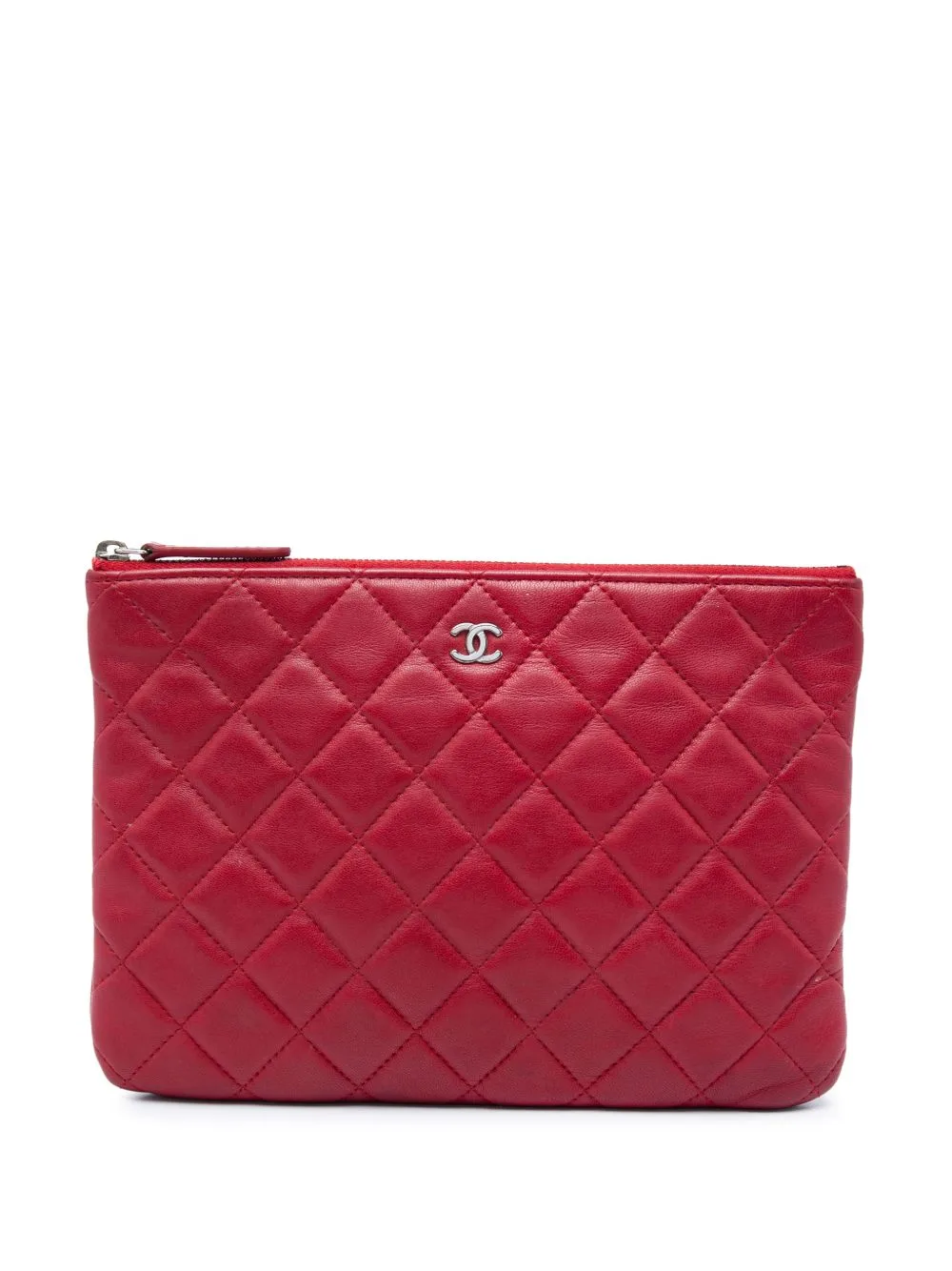 2013-2014 Small Quilted Lambskin O Case Clutch Bag by CHANEL Pre-Owned