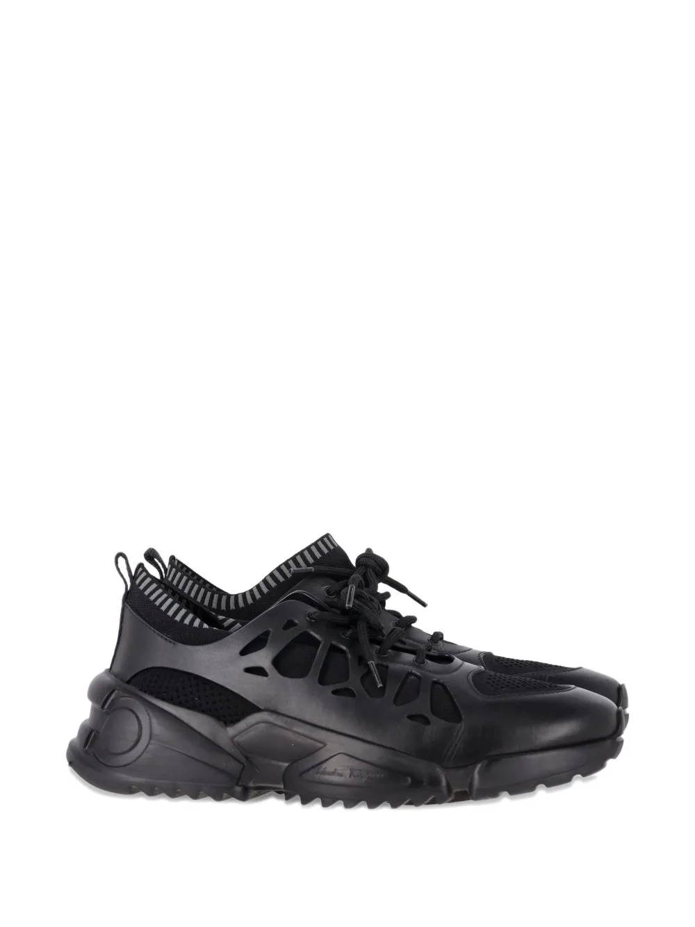 Raintop Cut-Out Detail Leather Sneakers by Ferragamo Pre-Owned