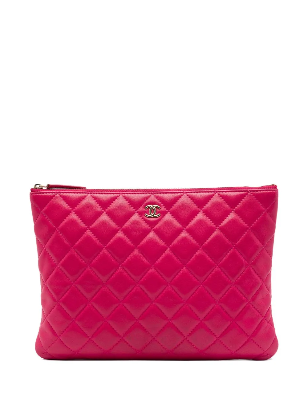 2016-2017 Medium Quilted Lambskin O Case Clutch Bag by CHANEL Pre-Owned