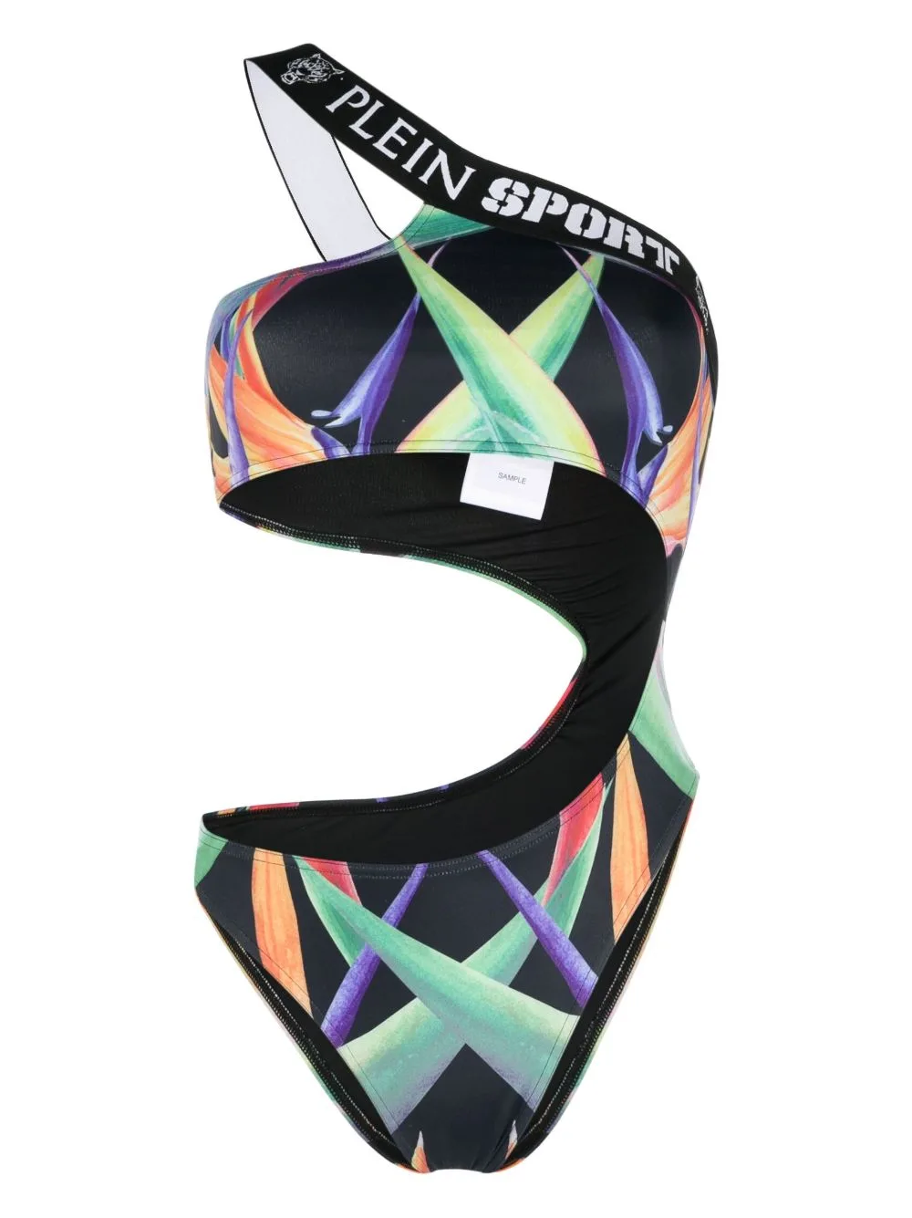 Graphic-Print One-Shoulder Swimsuit by Plein Sport