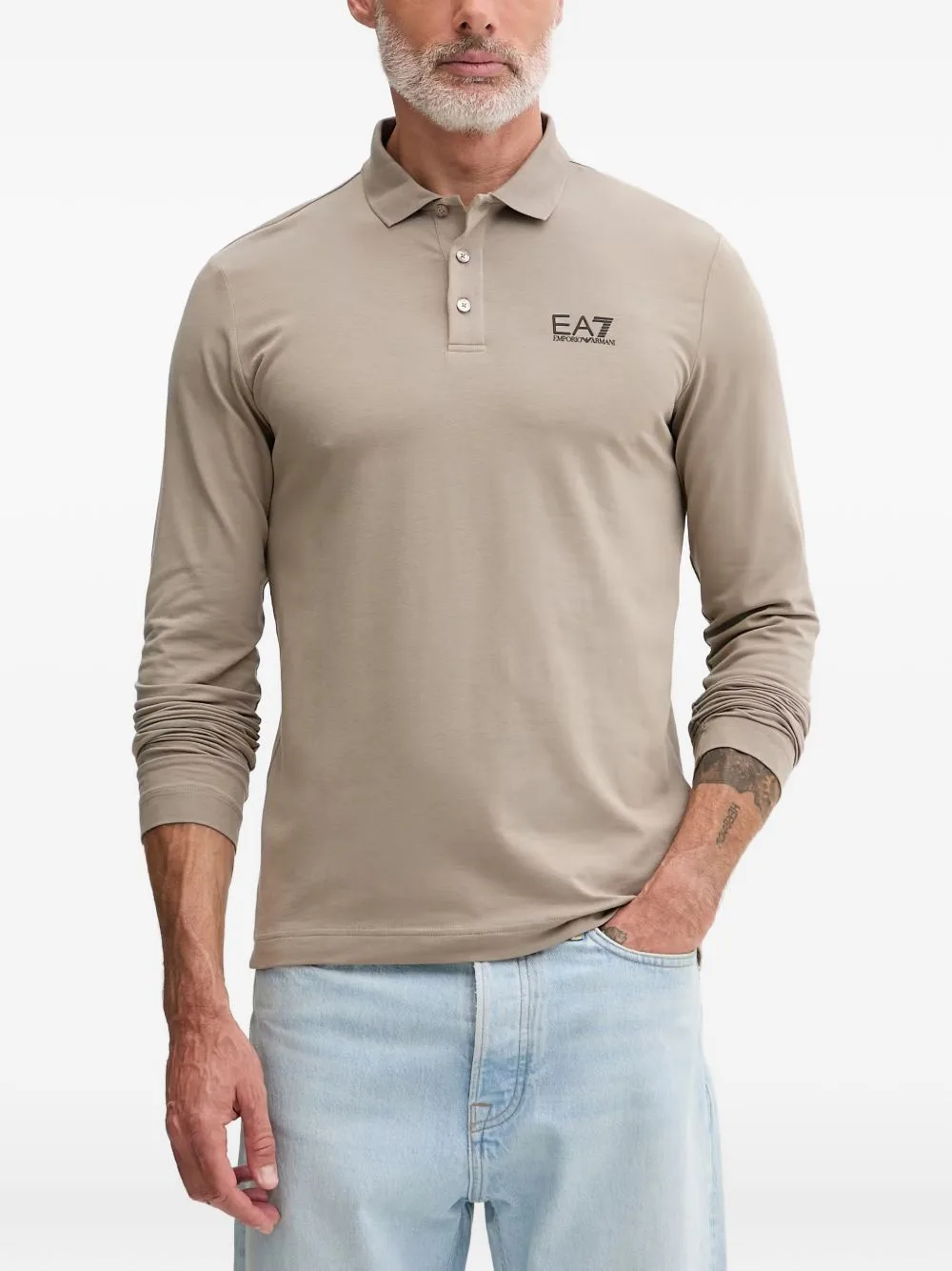 Long-Sleeve Polo Shirt by Ea7 Emporio Armani