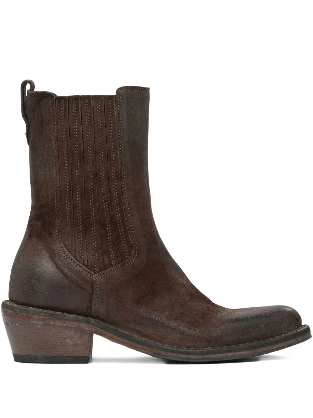 Elastic-Panel Leather Cowboy Boots by Moma