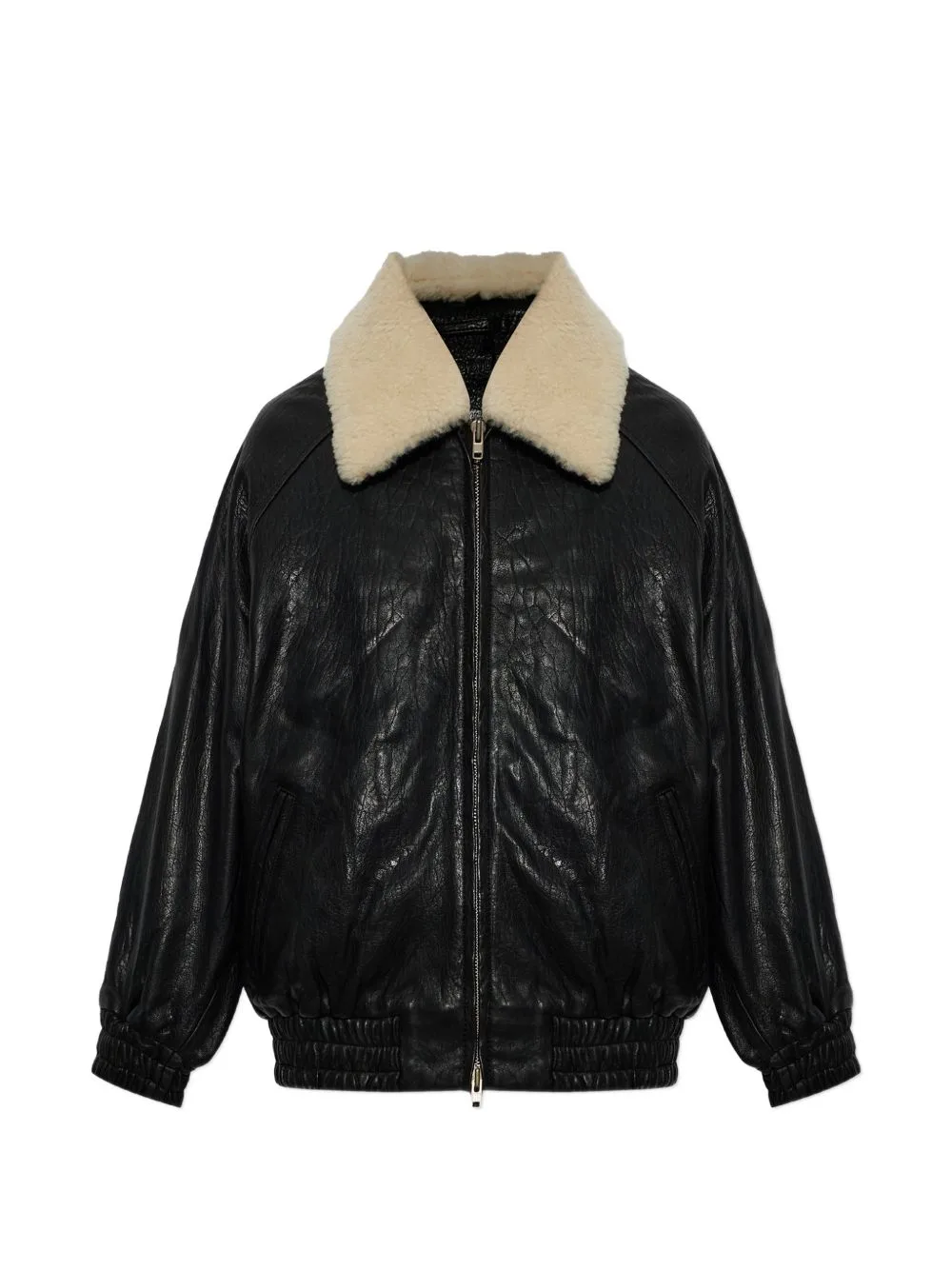 Tobie Shearling-Collar Leather Jacket by STAND STUDIO