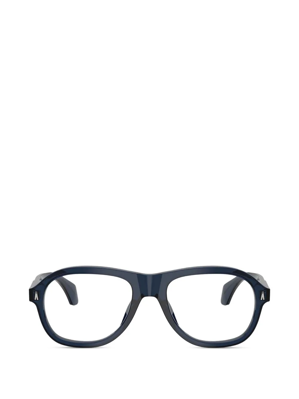 Shiny Transparent Dark Blue Round-Frame Glasses by Moncler Eyewear
