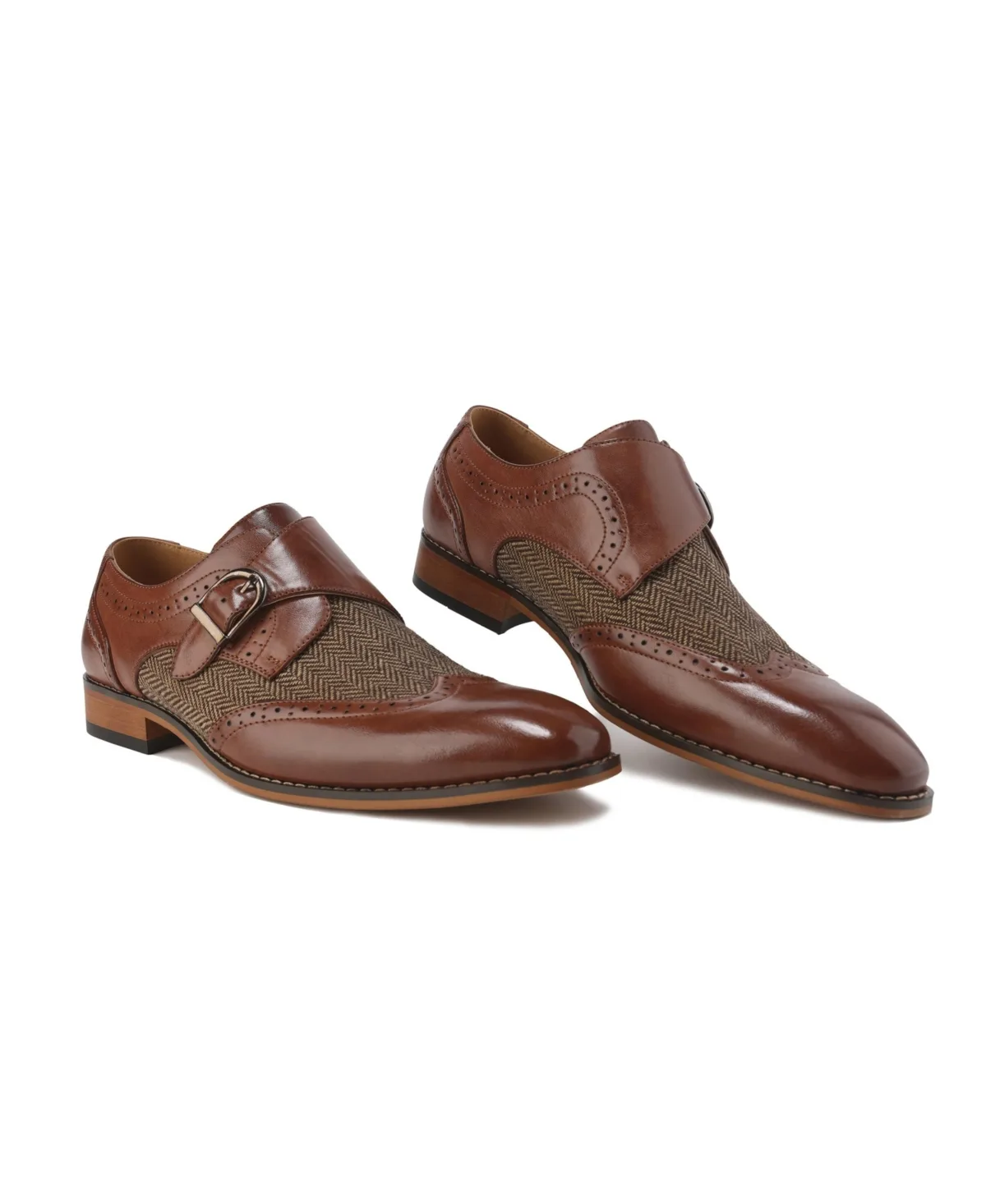 Monk Strap Herringbone Dress Shoes Slip-On Loafers by Gino Vitale