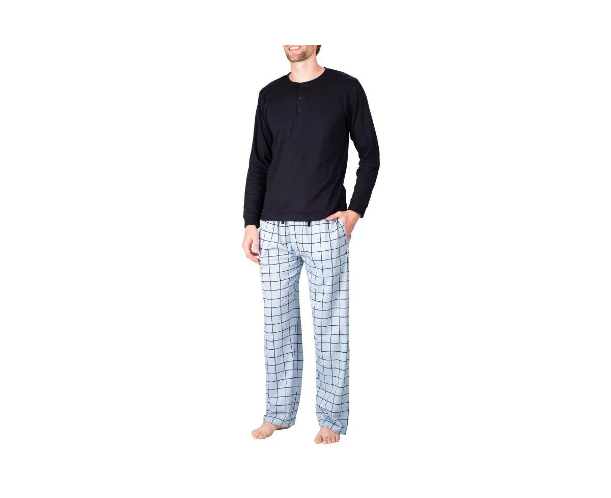 Sleep Hero Henley Neck Knit Pajama Set by Sleephero