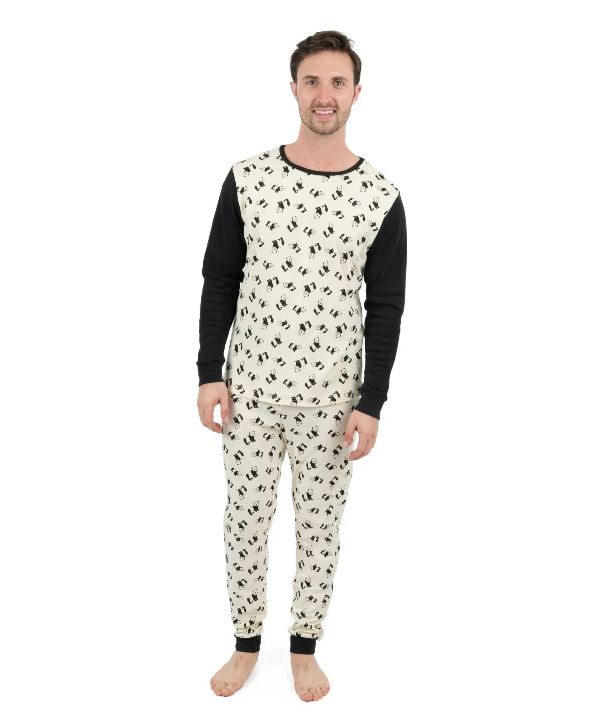 2-Pc. Cotton Long Sleeve Shirt and Pants Allover Print Pajamas by Leveret