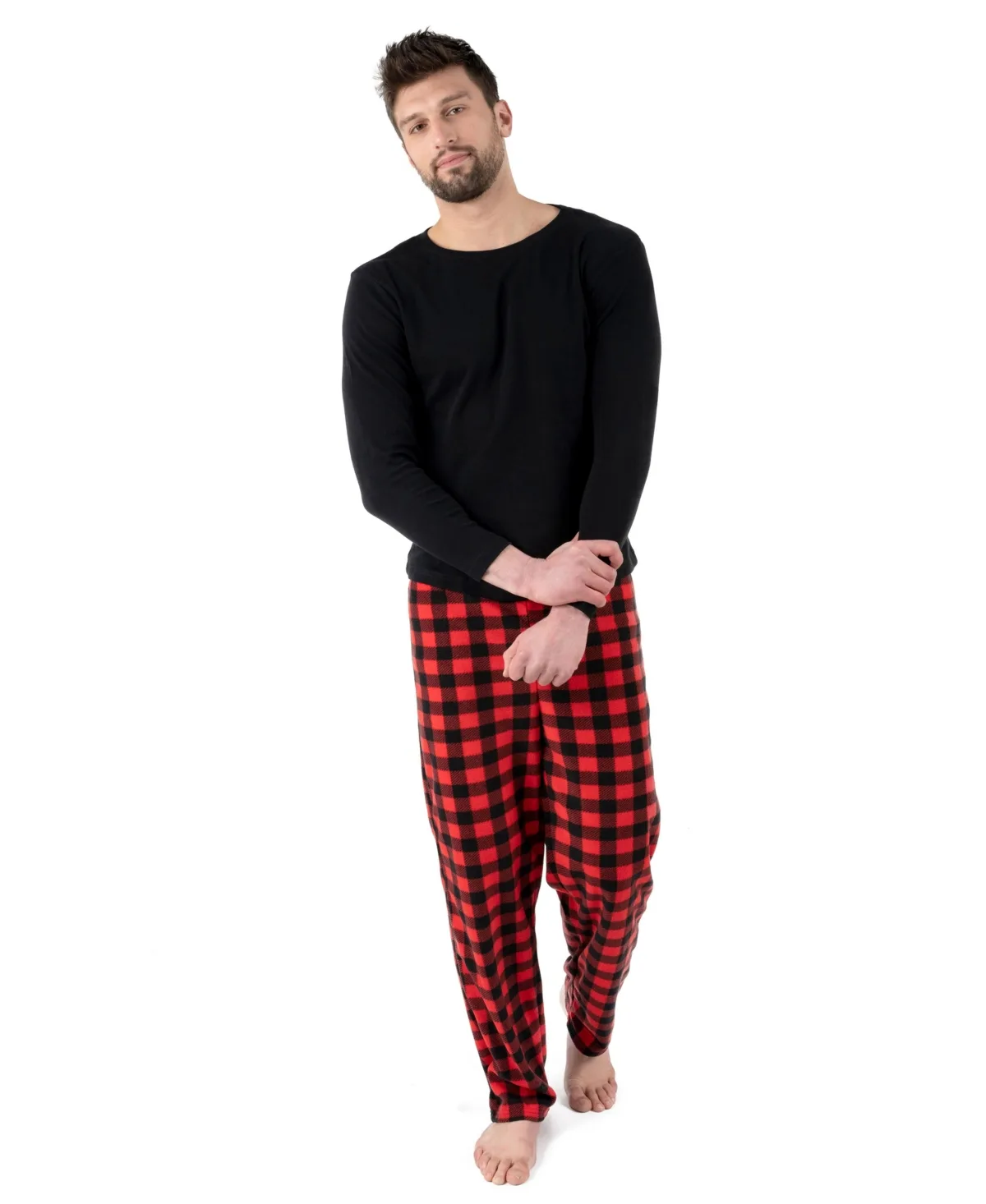 Cotton Top and Fleece Pants Holiday Pajamas by Leveret
