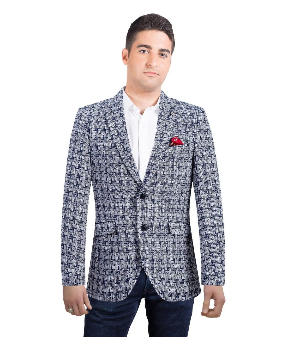 Slim Fit Hound Tooth Brocade Blazer by Elie Balleh