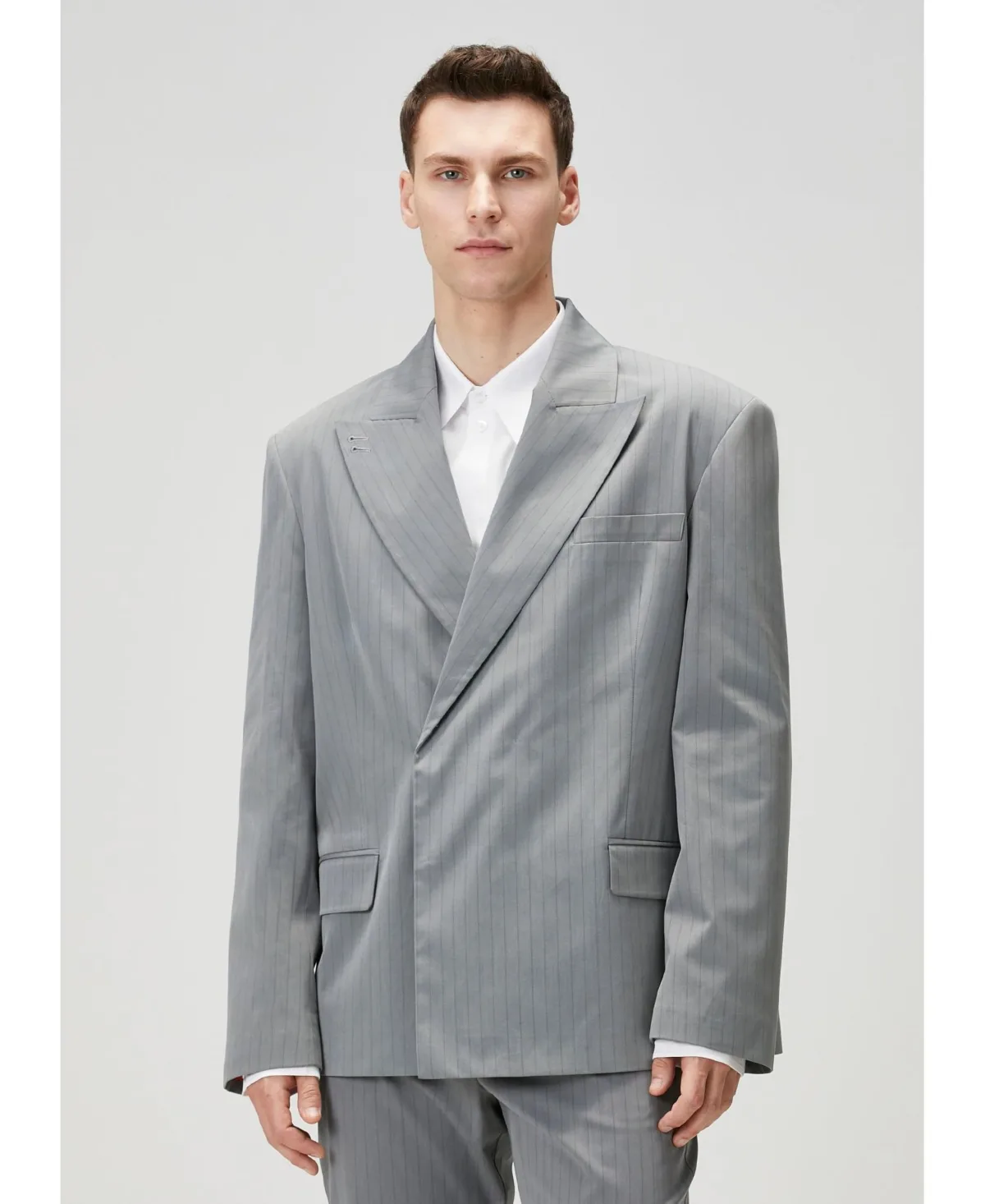 Striped Cotton-Blend Woven Tailored Blazer by Pcfg