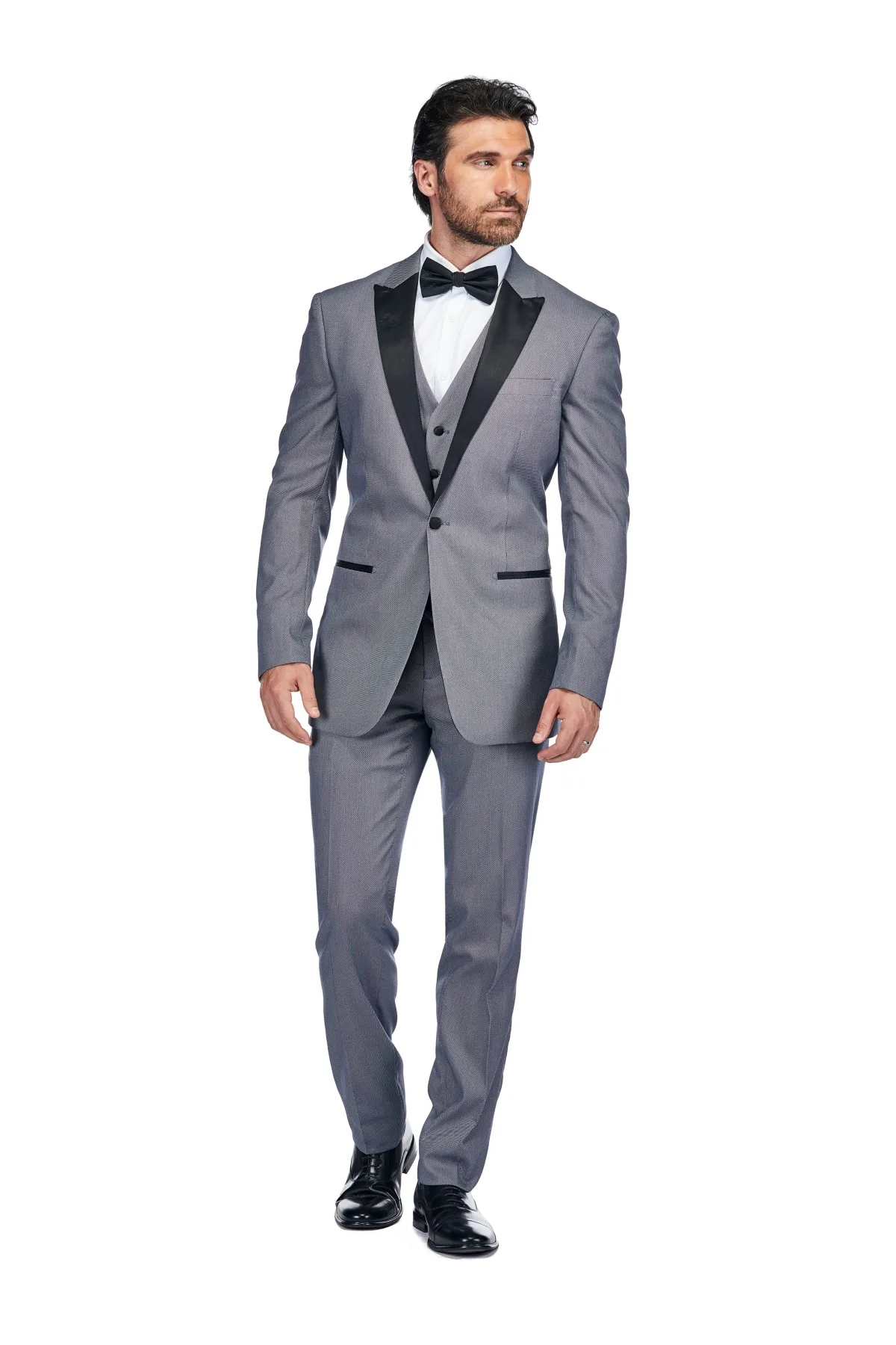 3 Piece Birdseye Peak Lapel Tuxedo Set by Gino Vitale
