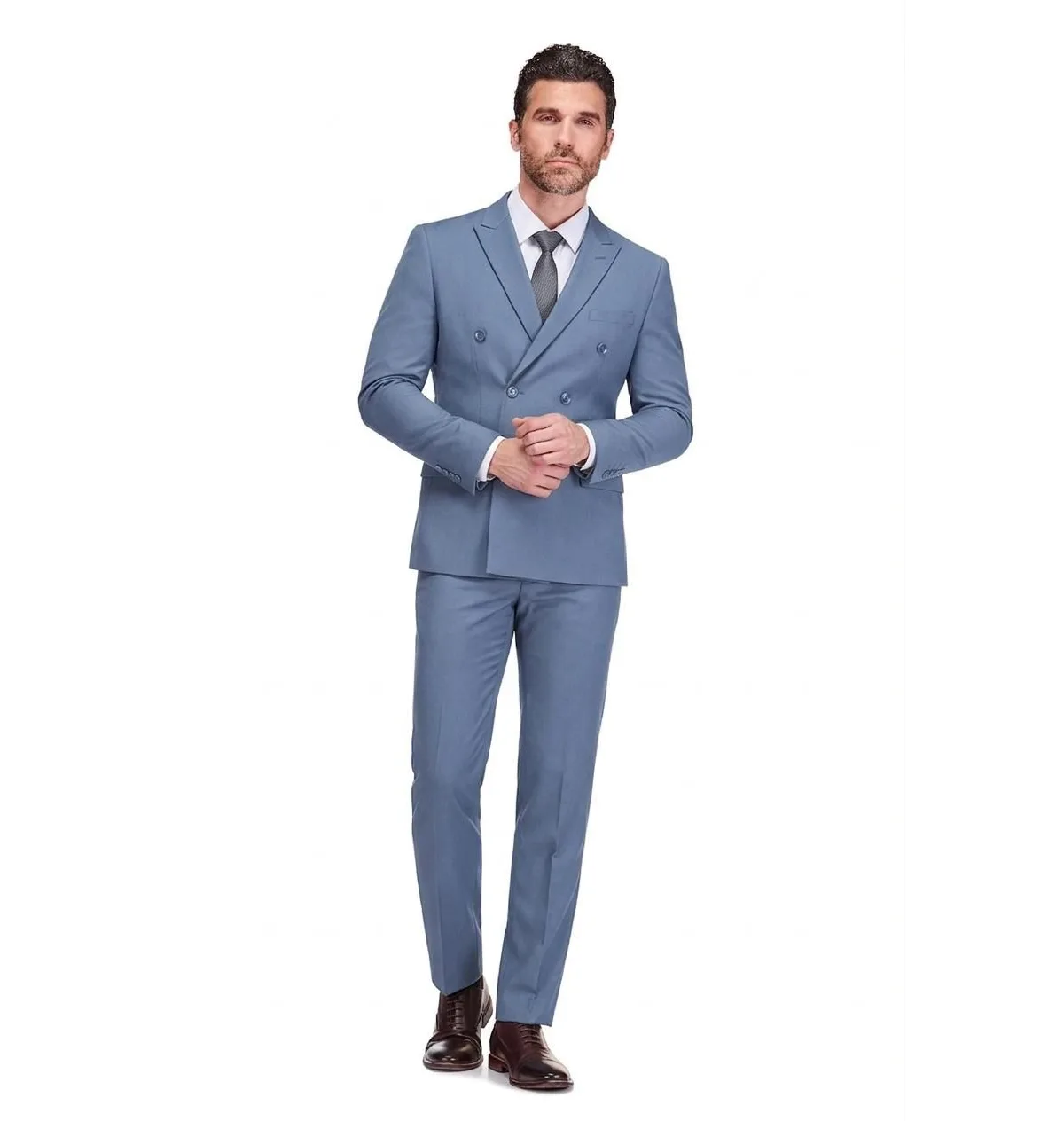 Slim Fit 2-Piece Double Breasted Suit by Gino Vitale