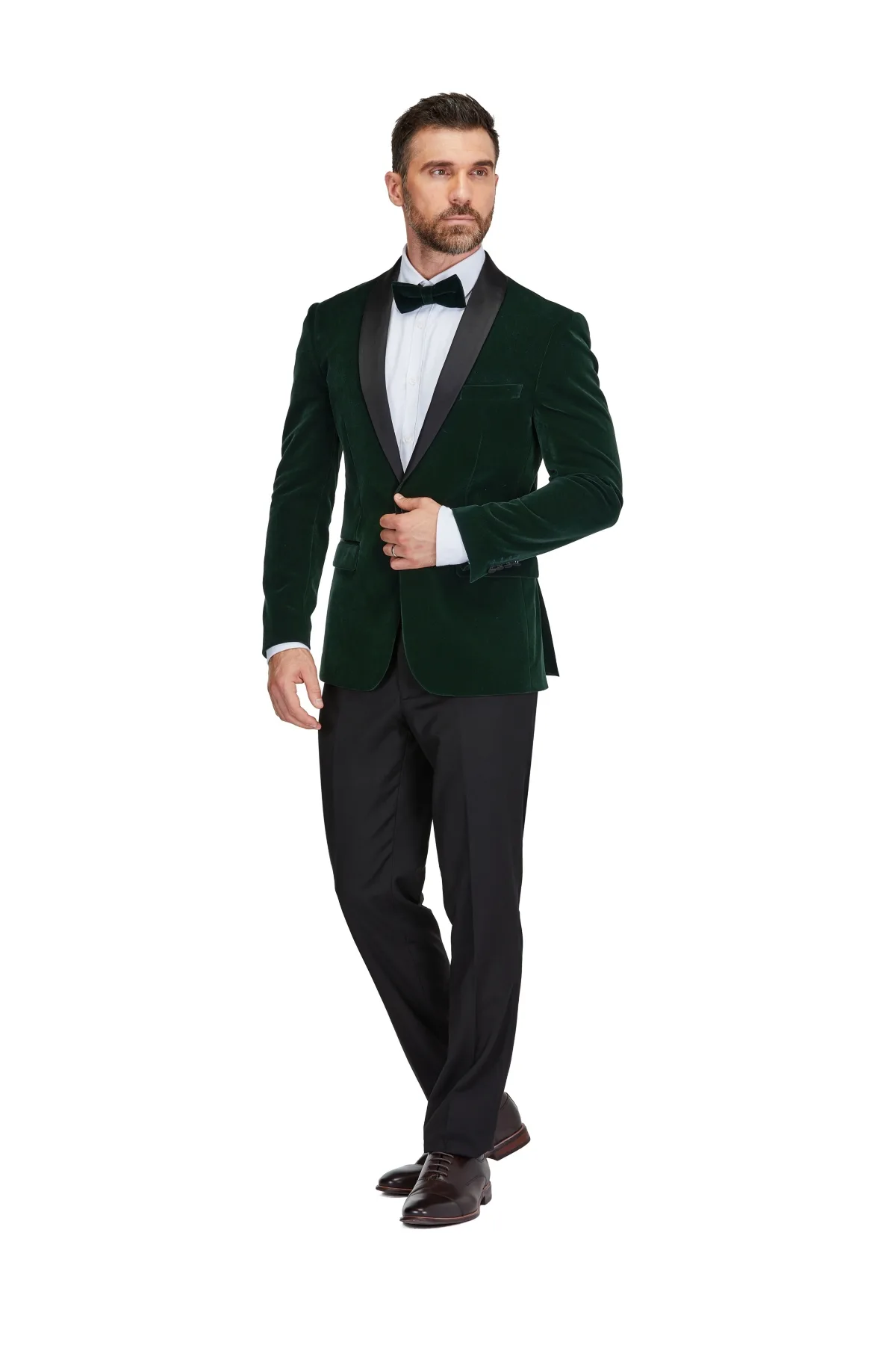 Slim-Fit Velvet Shawl Lapel Tuxedo Set by Gino Vitale