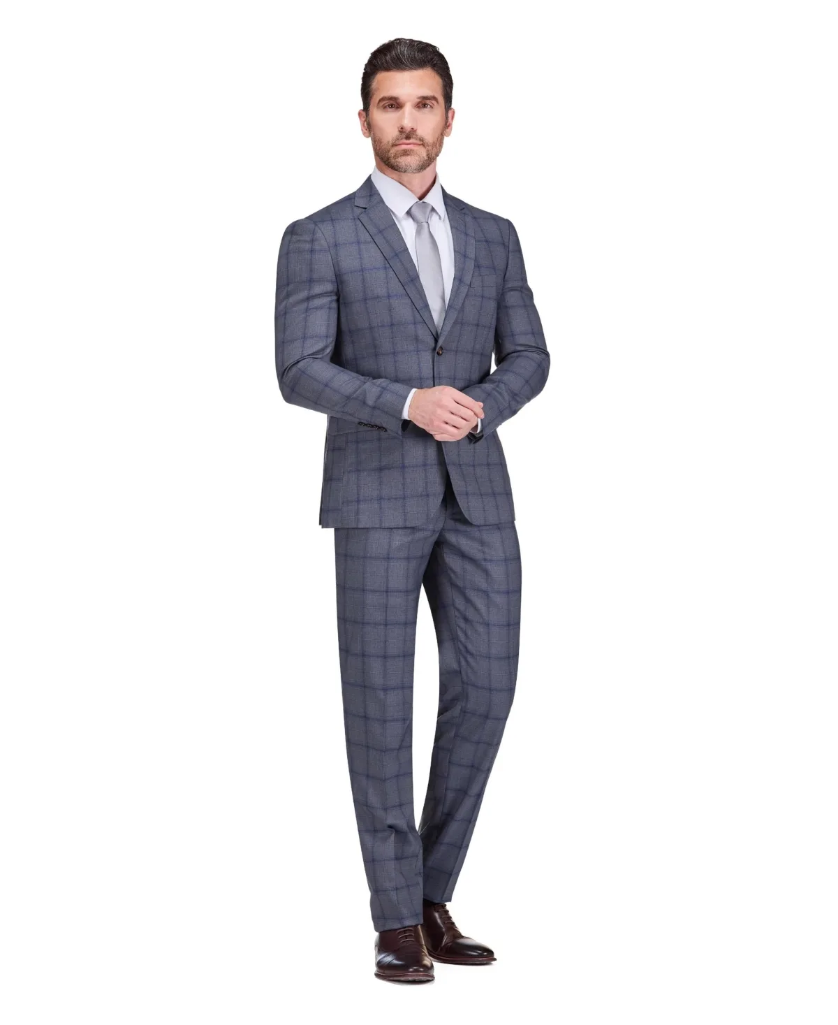 Slim Fit 2-Piece Performance Stretch Plaid Suit by Gino Vitale