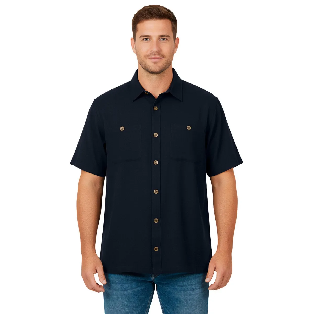 Short-Sleeve Linen Shirt by Kingsize