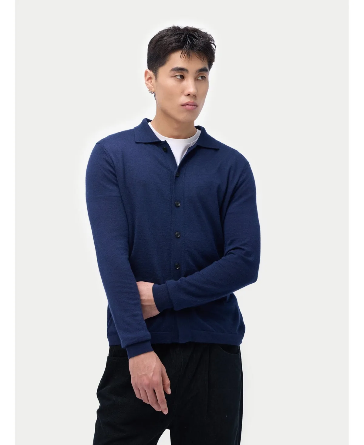 Cashmere Silk Polo-Neck Cardigan by Gobi Cashmere