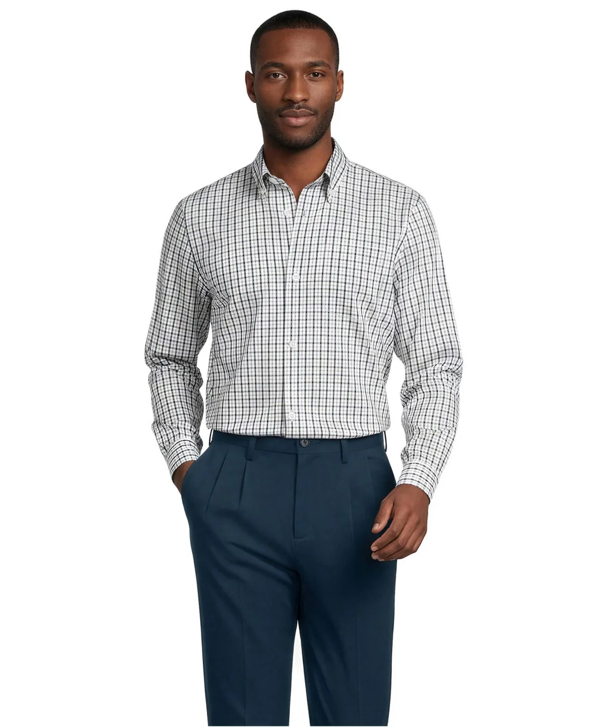 Pattern No Iron Supima Pinpoint Button Down Collar Dress Shirt
