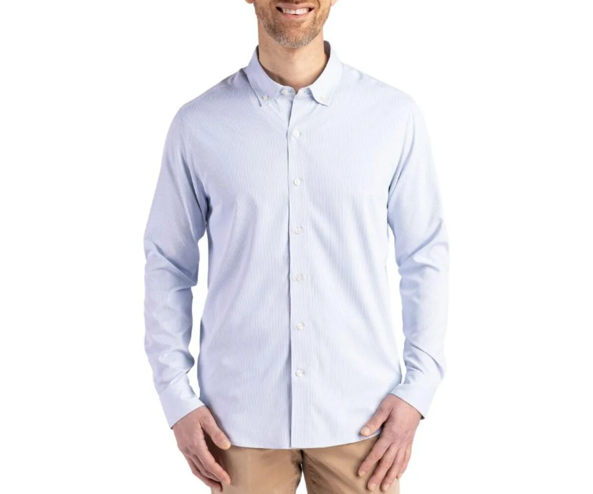 Pinstripe Long Sleeve Dress Shirt by Cutter & Buck