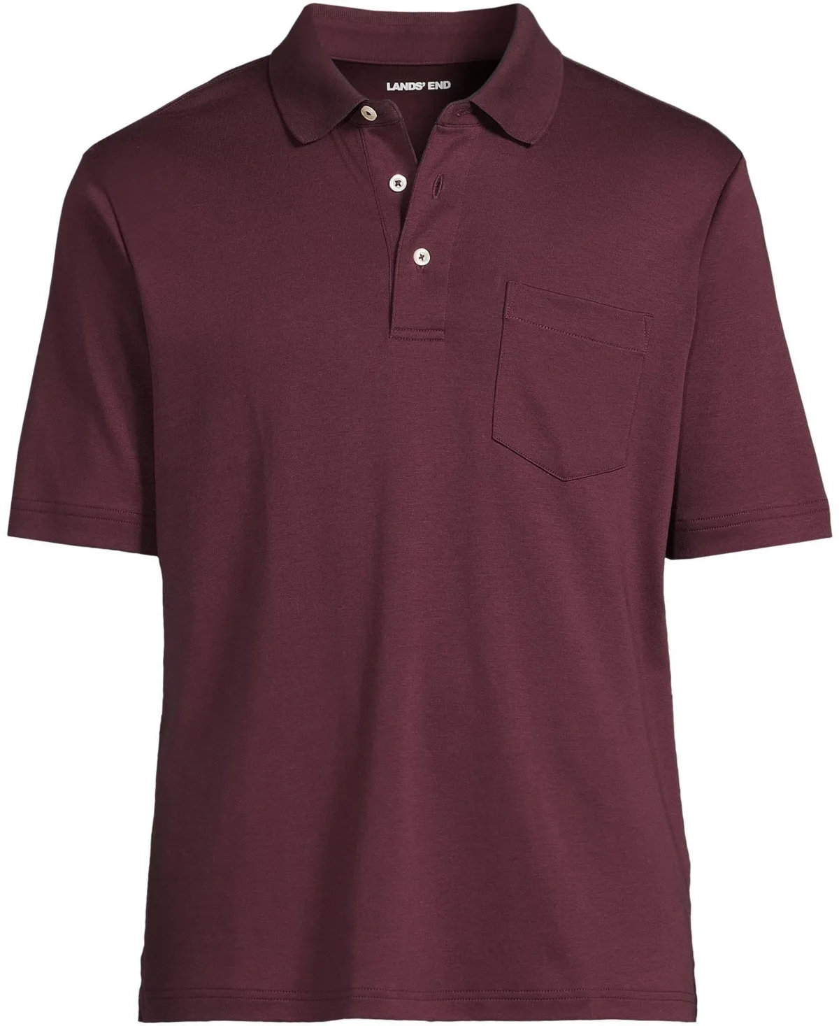Short Sleeve Cotton Supima Polo Shirt with Pocket by Lands' End