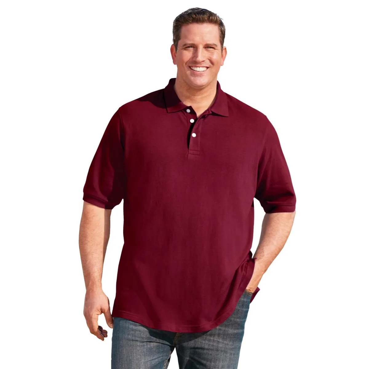 Shrink-Less Classic Cotton Polo Shirt by Kingsize