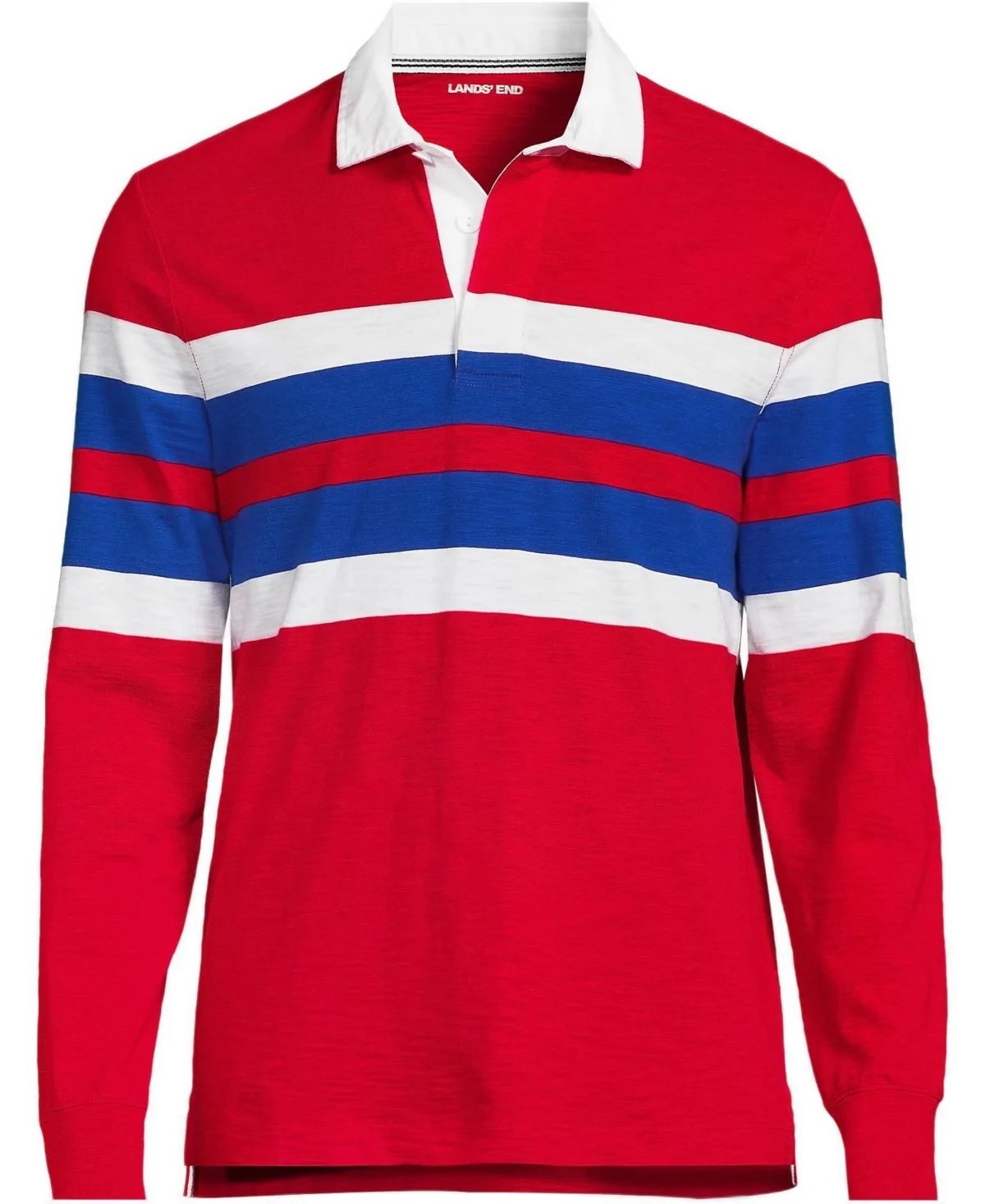 Long Sleeve Lightweight Slub Rugby Polo by Lands' End