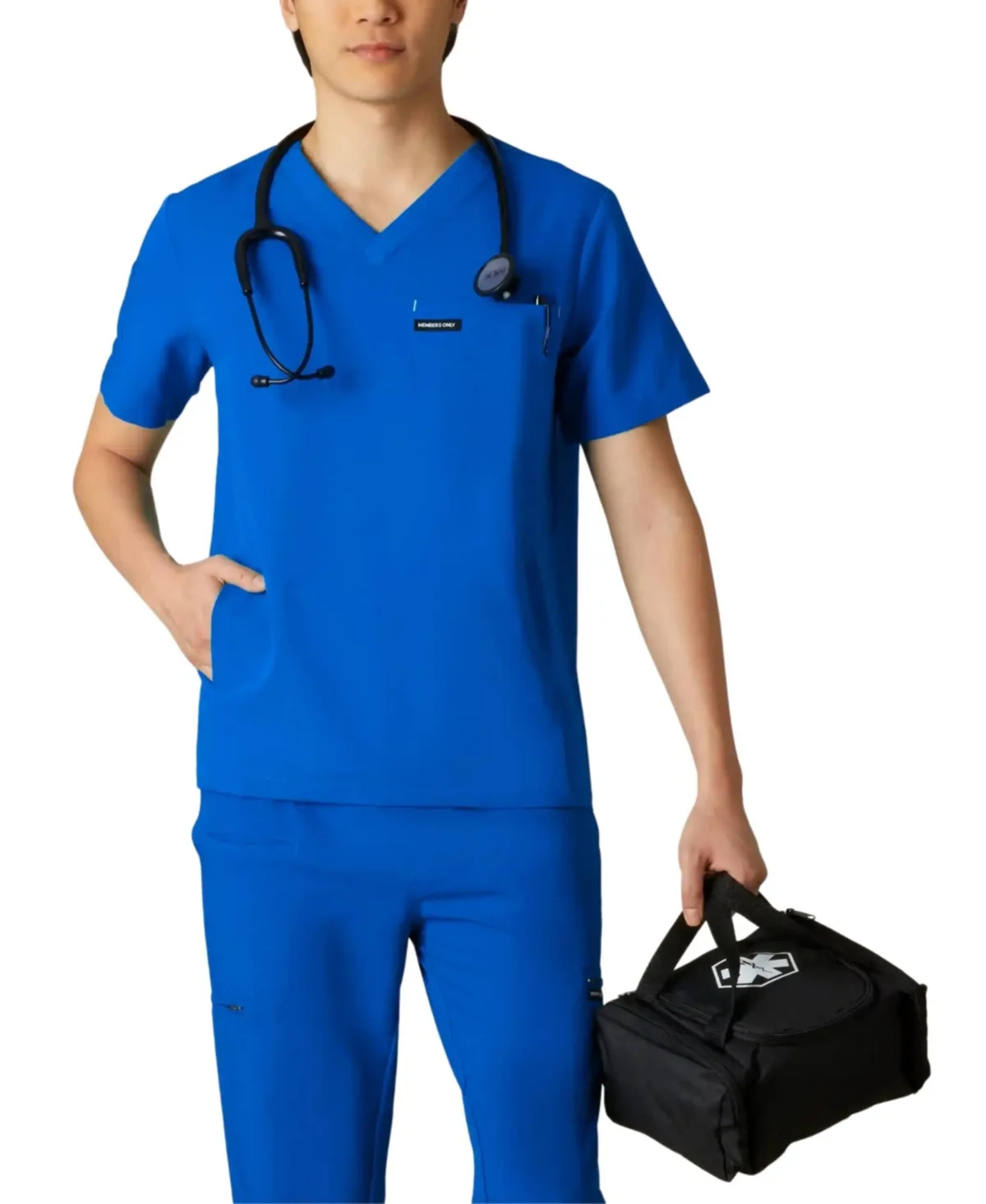 Manchester 3-Pocket Scrub Top by Members Only