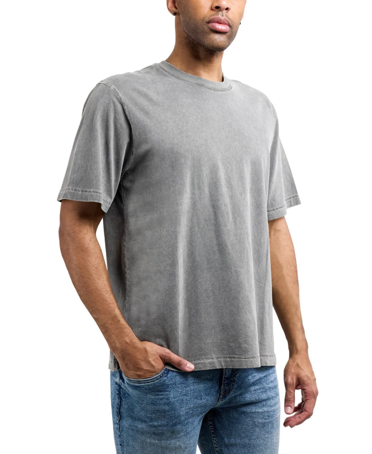 Vintage Distressed Boxy Oversized Heavyweight Acid Wash Cotton Crew T-Shirt by Xray