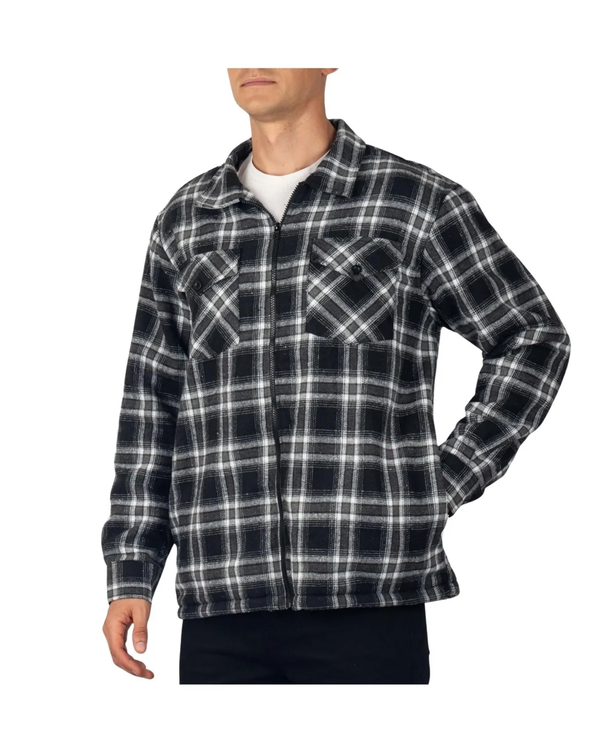 Felix Fleece Lined Flannel Shirt Heavyweight Zip-Up Plaid Shacket Overshirt by Alpine Swiss