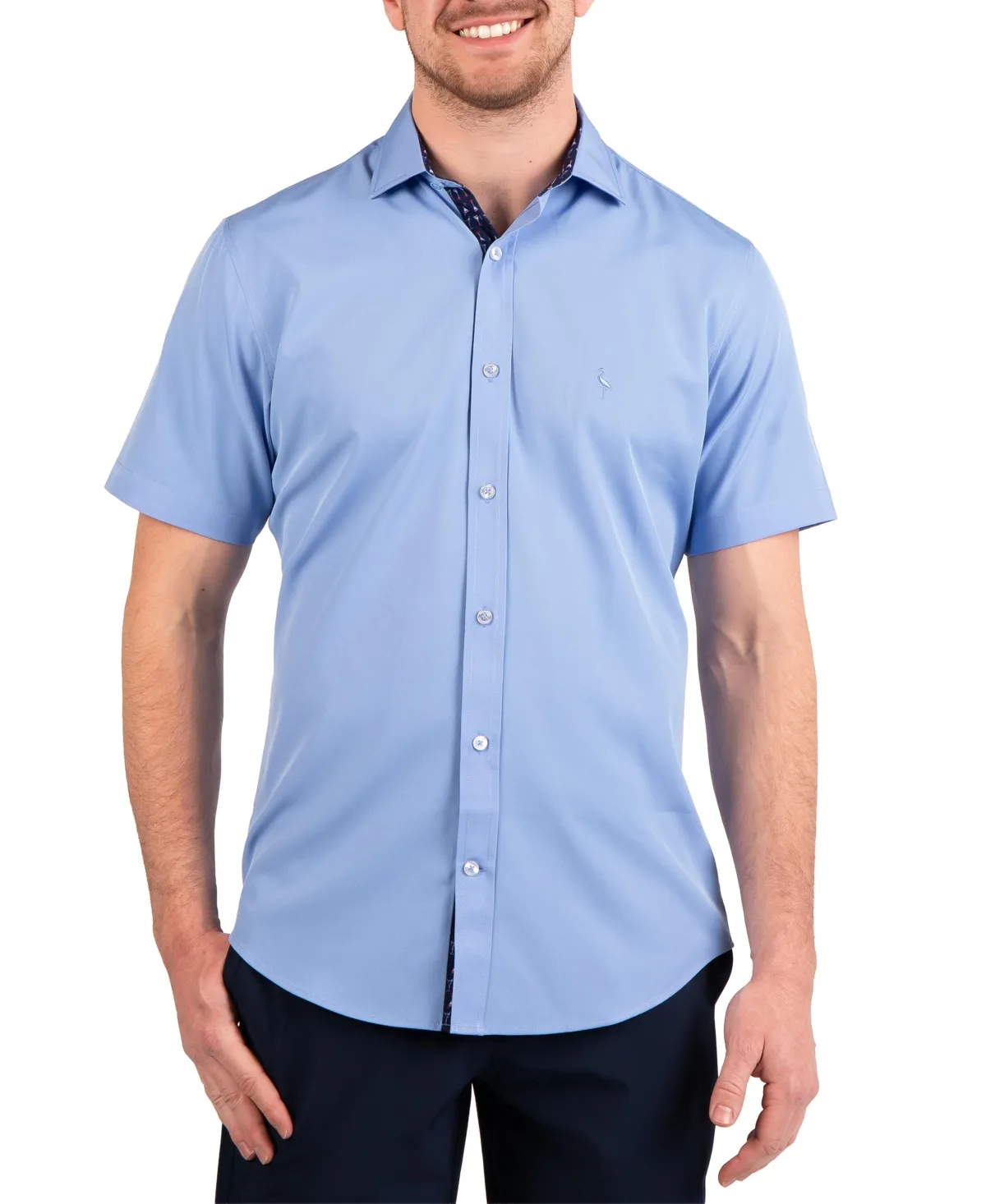 Solid Performance Short Sleeve Shirt with Printed Trim by Tailorbyrd