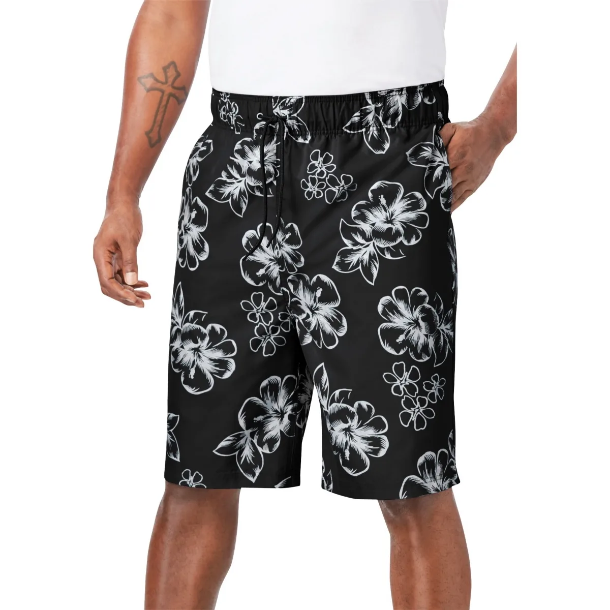 Hibiscus Print 8" Swim Trunks by Kingsize