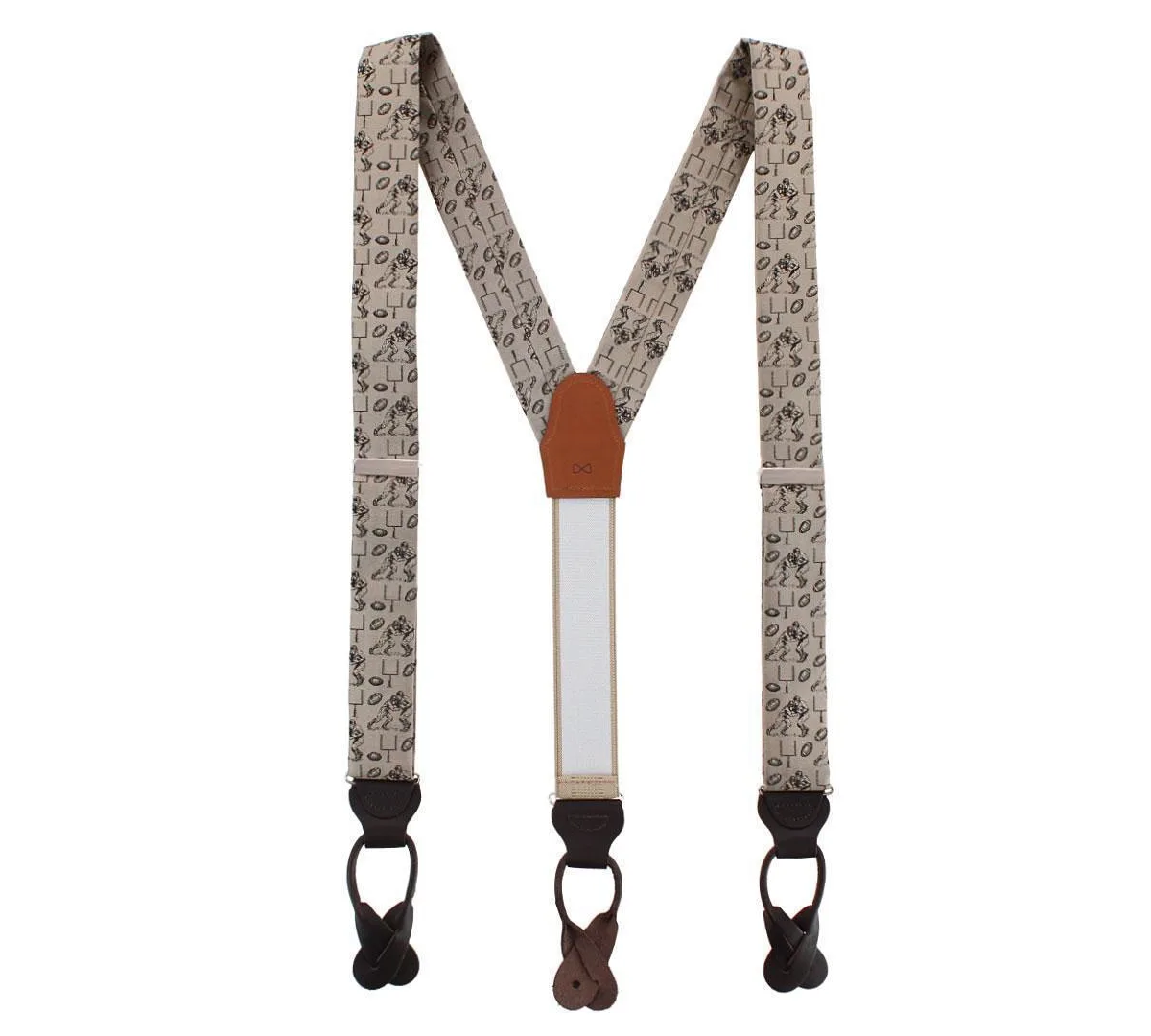 Field Goal Football Themed Novelty Silk Button End Suspenders by Trafalgar