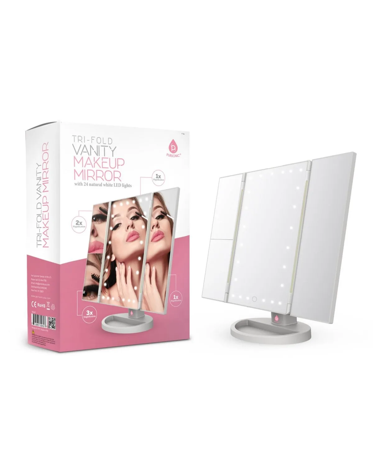 Tri-Fold Vanity Makeup Mirror by Pursonic