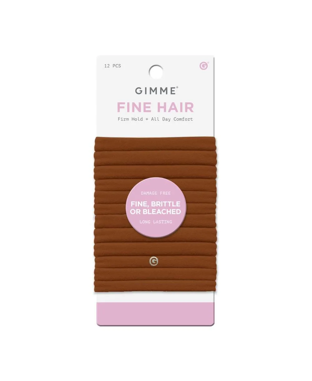 Fine Hair Elastic Bands - Slim-Fit Elastic Ties for Fine, Brittle, or Bleached Hair - 12 Pack by Gimme Beauty