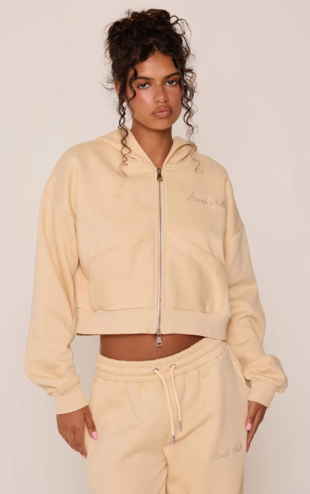 Beverly Hills Embroidered Double Zip Hoodie by PrettyLittleThing