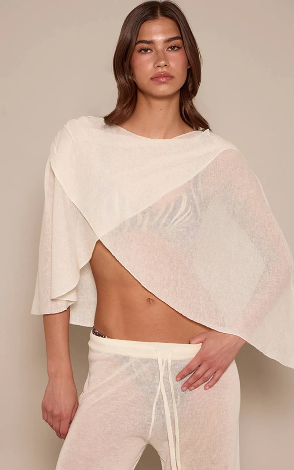 Sheer Knit Draped Poncho Top by PrettyLittleThing