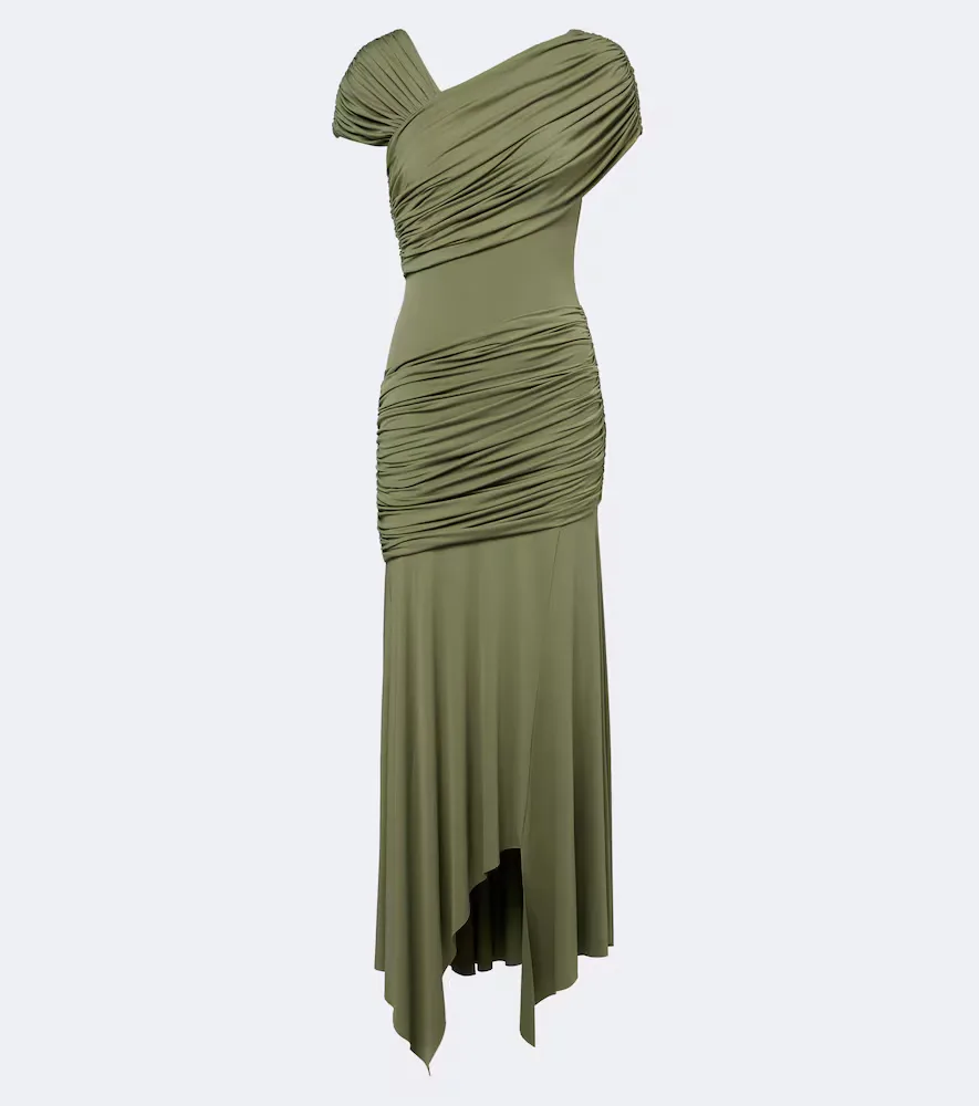 Hela Asymmetric Ruched Jersey Mididress by De La Vali