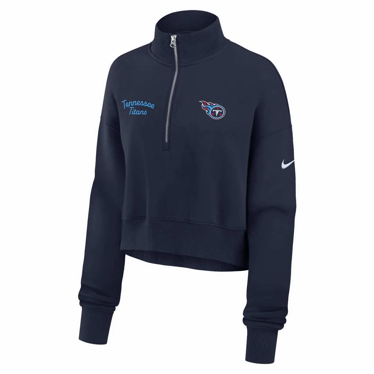 Tennessee Titans Phoenix NFL Cropped 1/4-Zip Crew by Nike